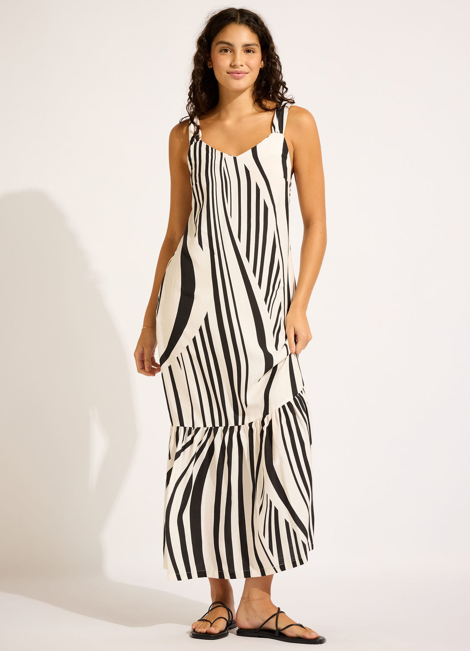 Coastline Tie Back Maxi Dress - Black