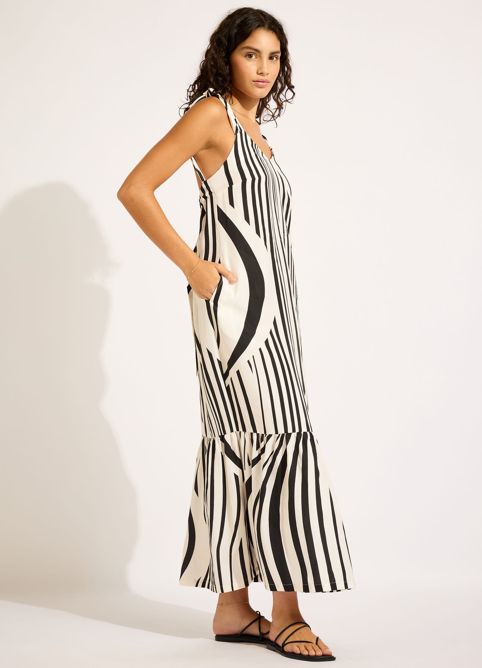Coastline Tie Back Maxi Dress - Black view 2