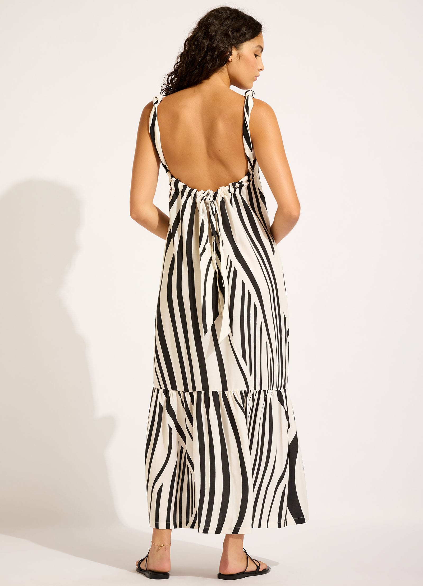 Coastline Tie Back Maxi Dress - Black view 3