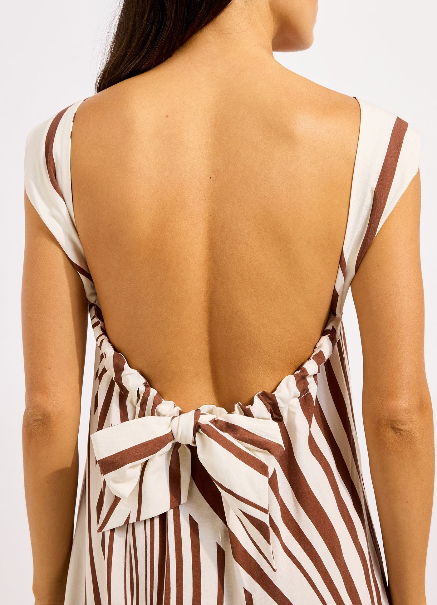Coastline Tie Back Maxi Dress - Ecru/Cocoa view 5