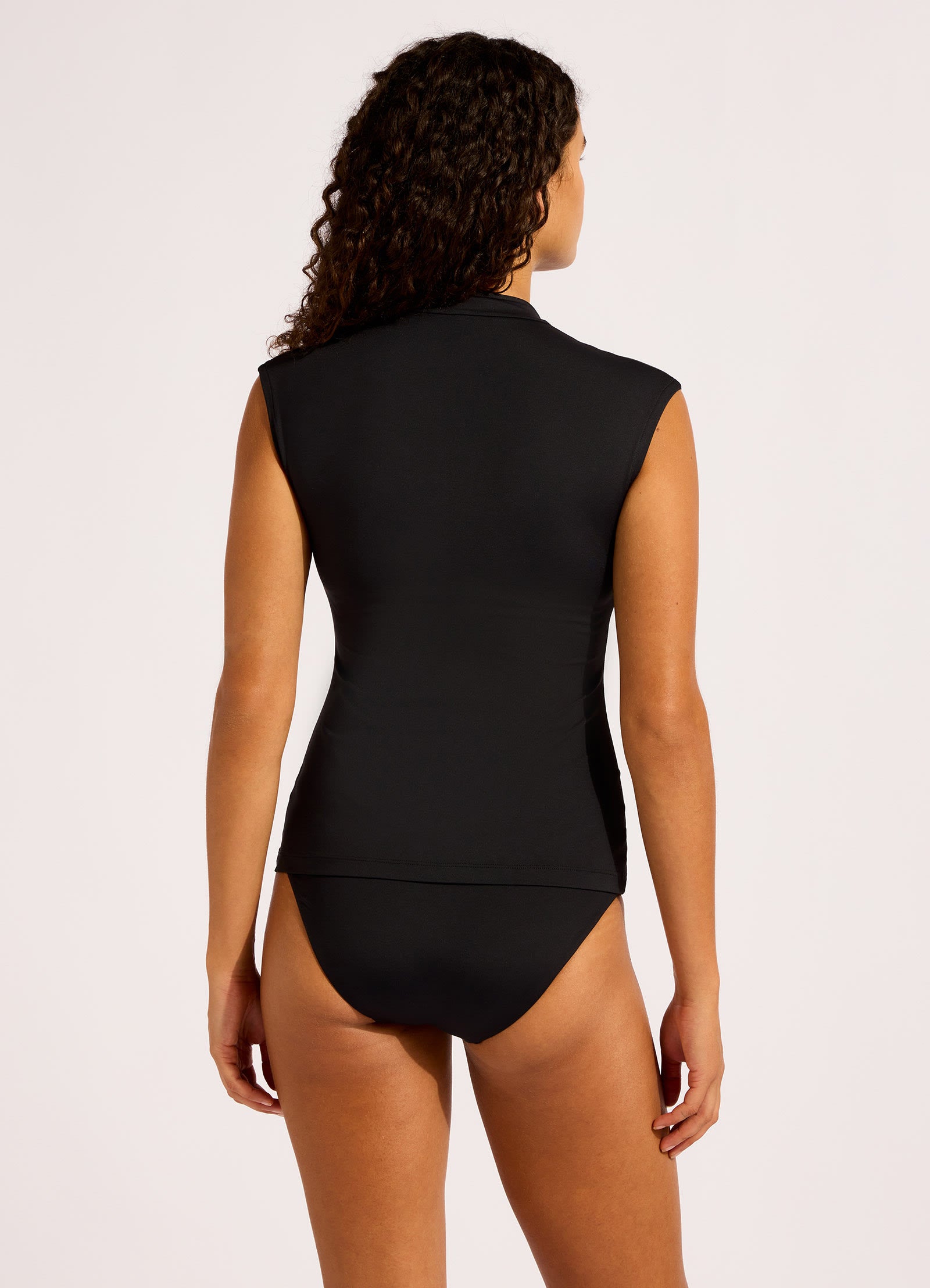 Collective Cap Sleeve Sunvest Bikini Top - Black view 4