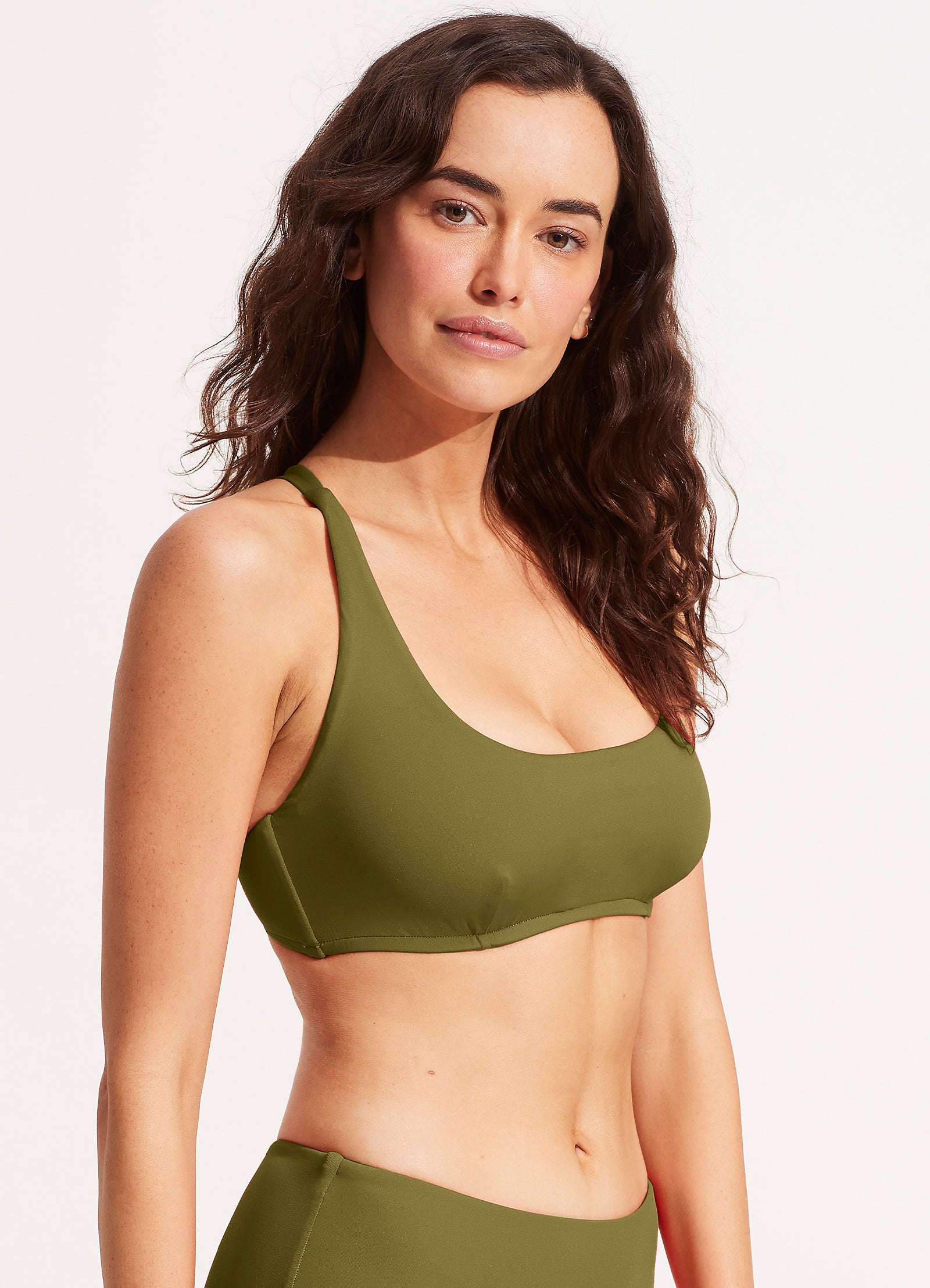 Collective DD Scoop Neck Halter Top - Avocado - Avocado view 3