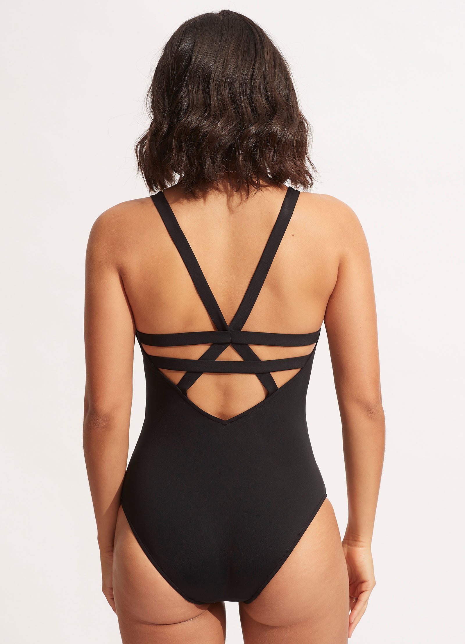 Collective Deep V One Piece - Black - Black view 4