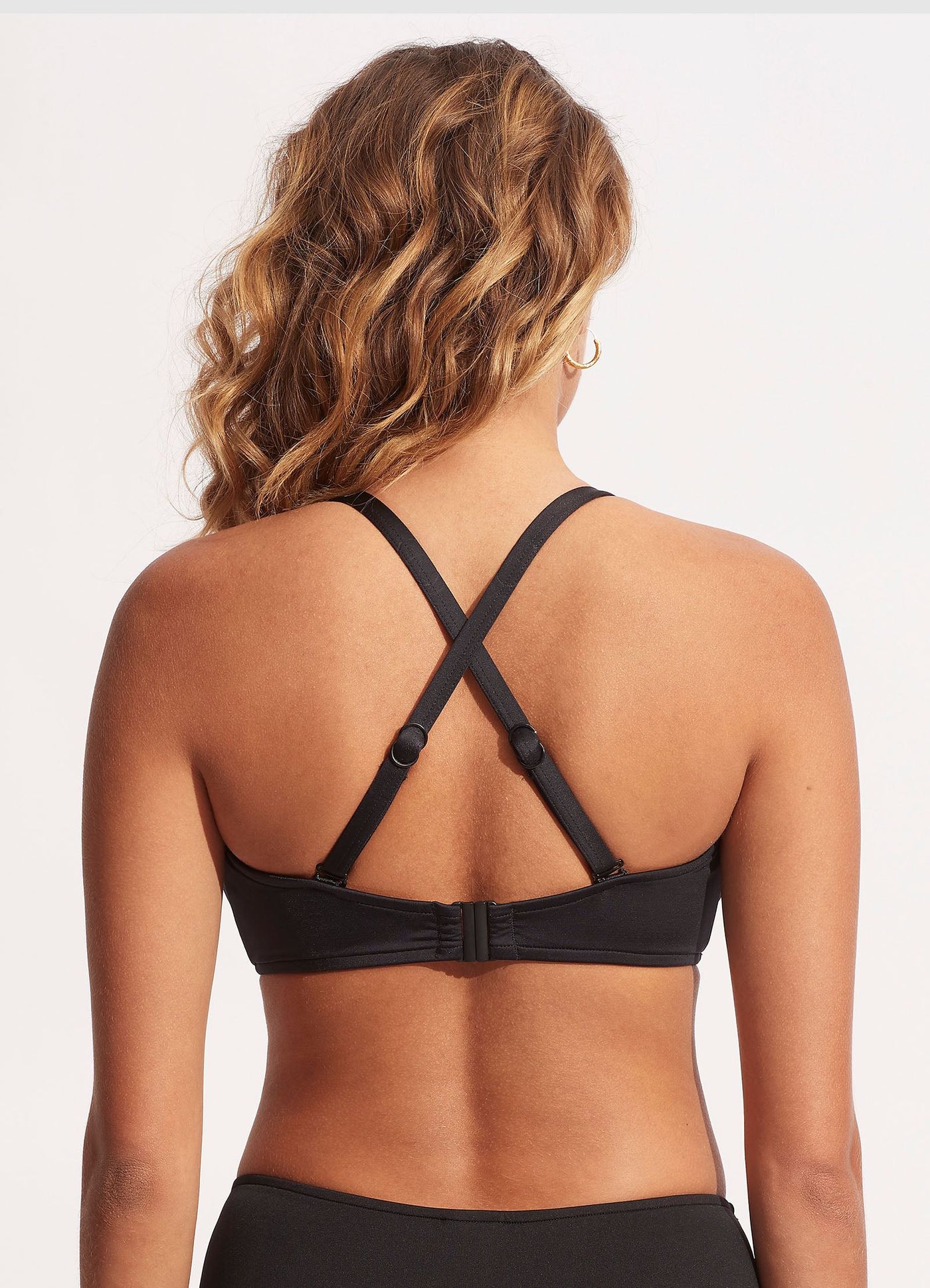 Collective F Cup Halter Bikini Top - Black - Black view 4
