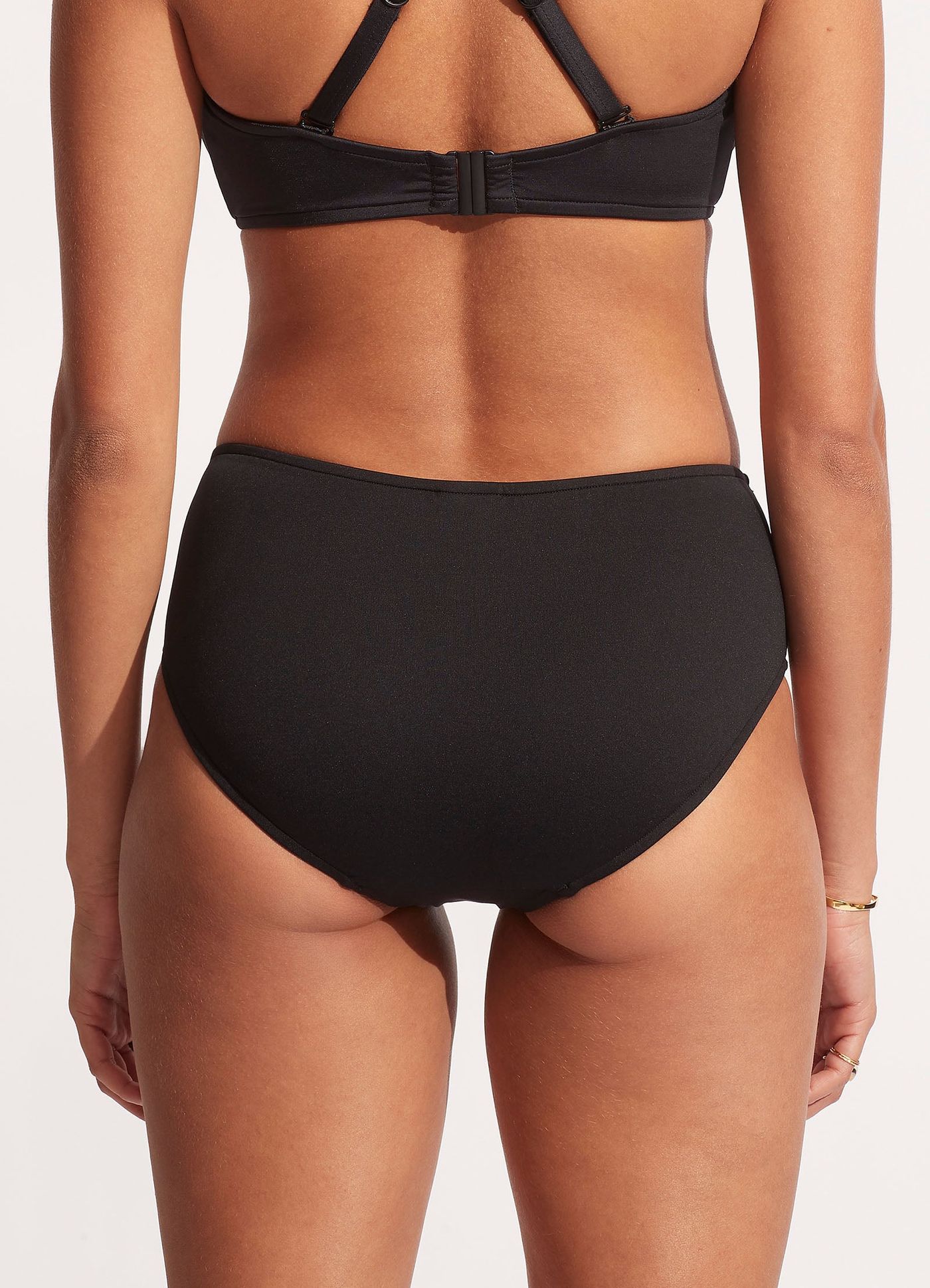 Collective Gathered Front Retro Bikini Bottom - Black - Black view 5