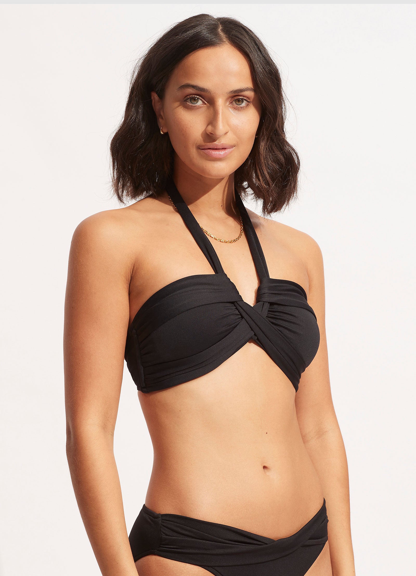 Collective Halter Bandeau Bikini Top - Black - Black view 4