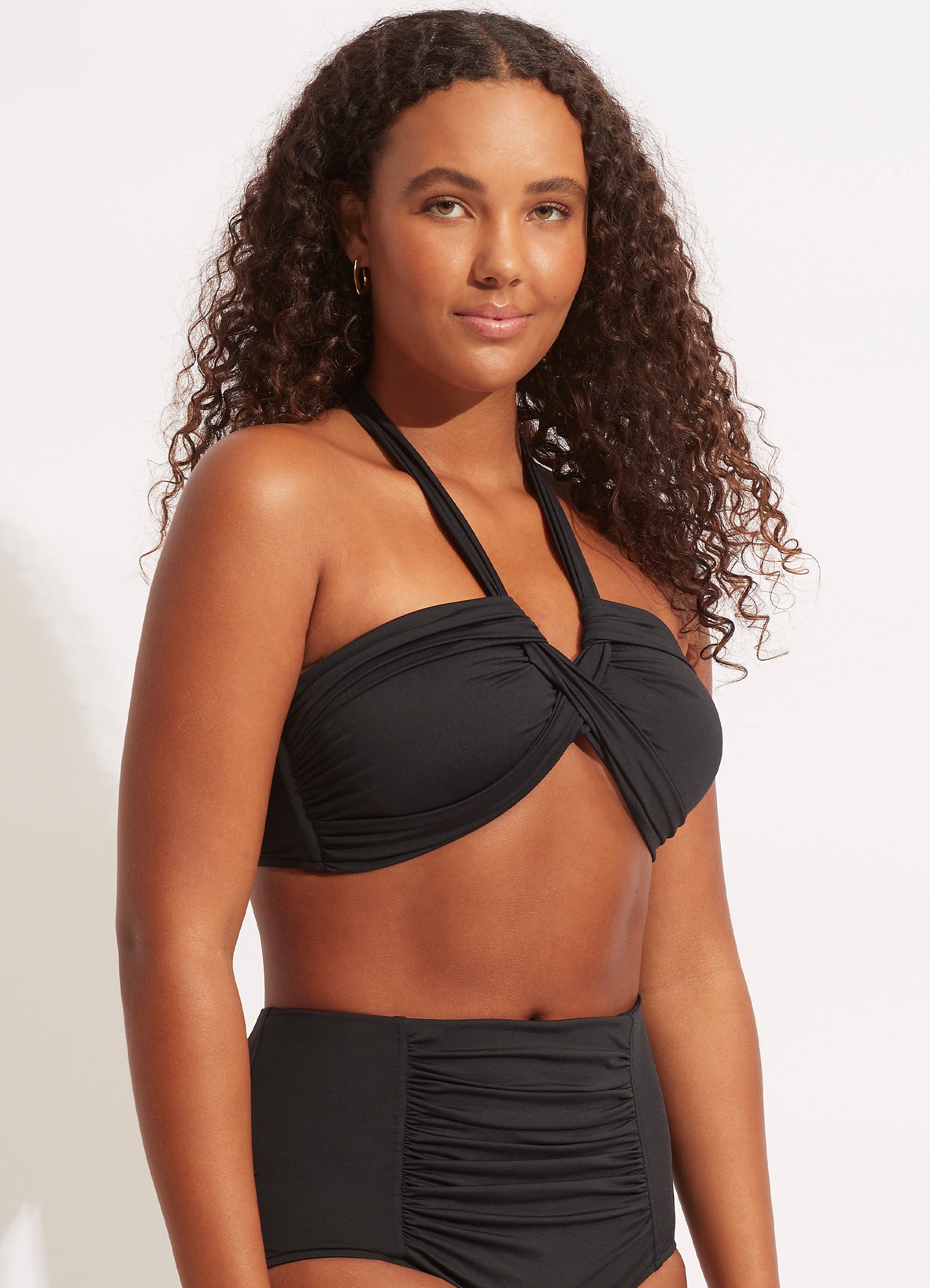 Collective Halter Bandeau Bikini Top - Black - Black view 7