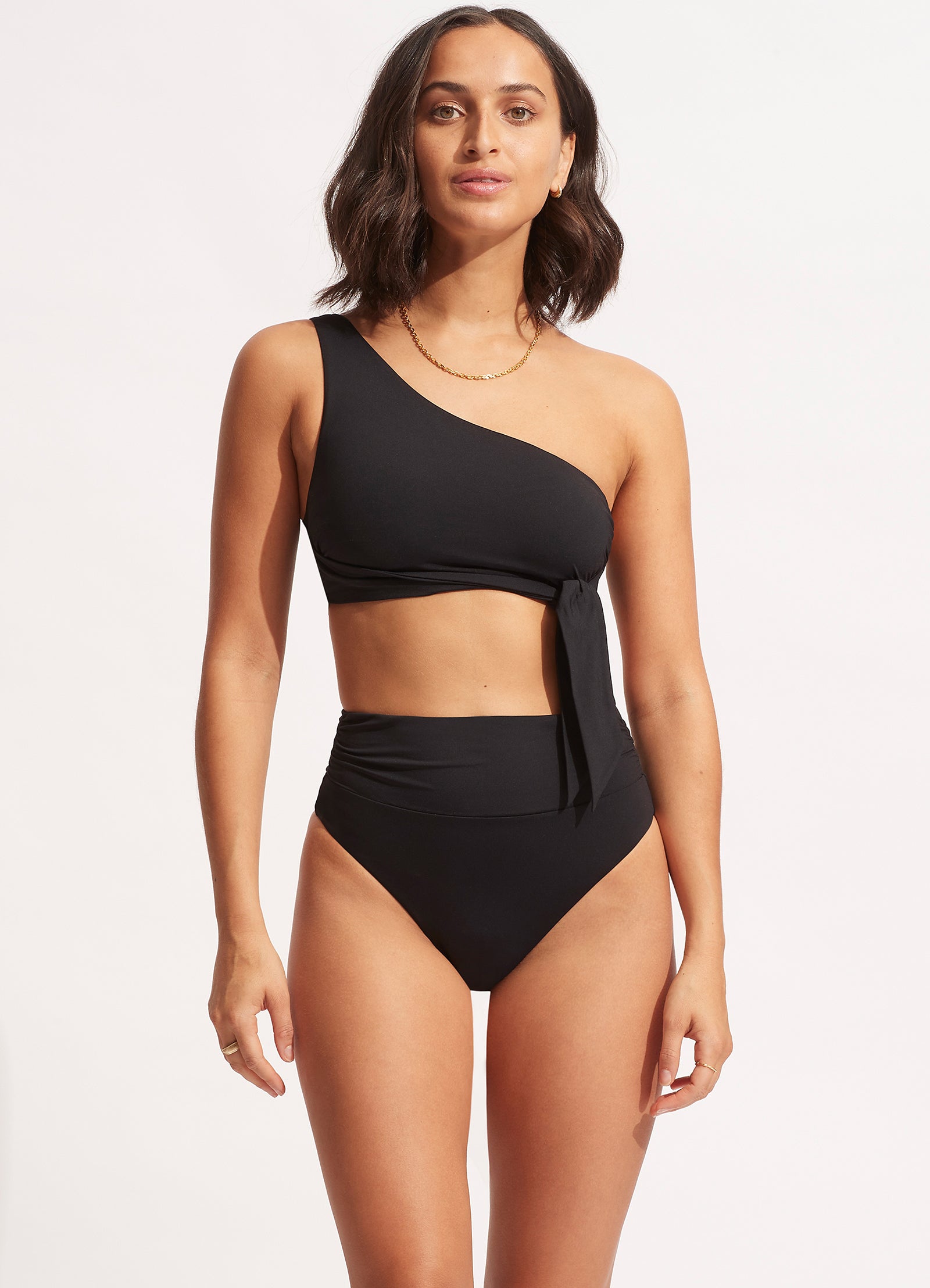 Collective High Cut Rio Bikini Bottom - Black - Black