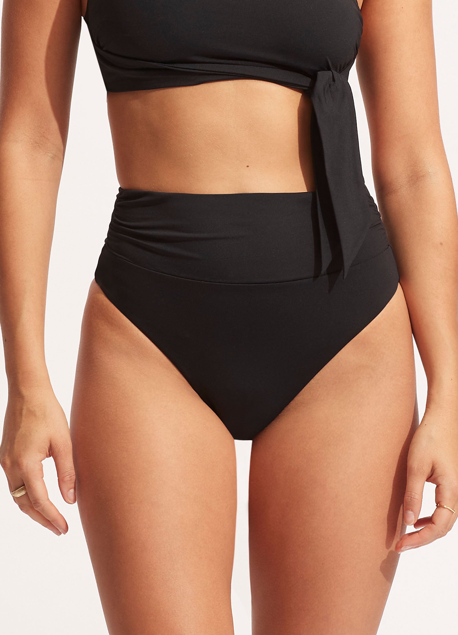 Collective High Cut Rio Bikini Bottom - Black - Black view 3