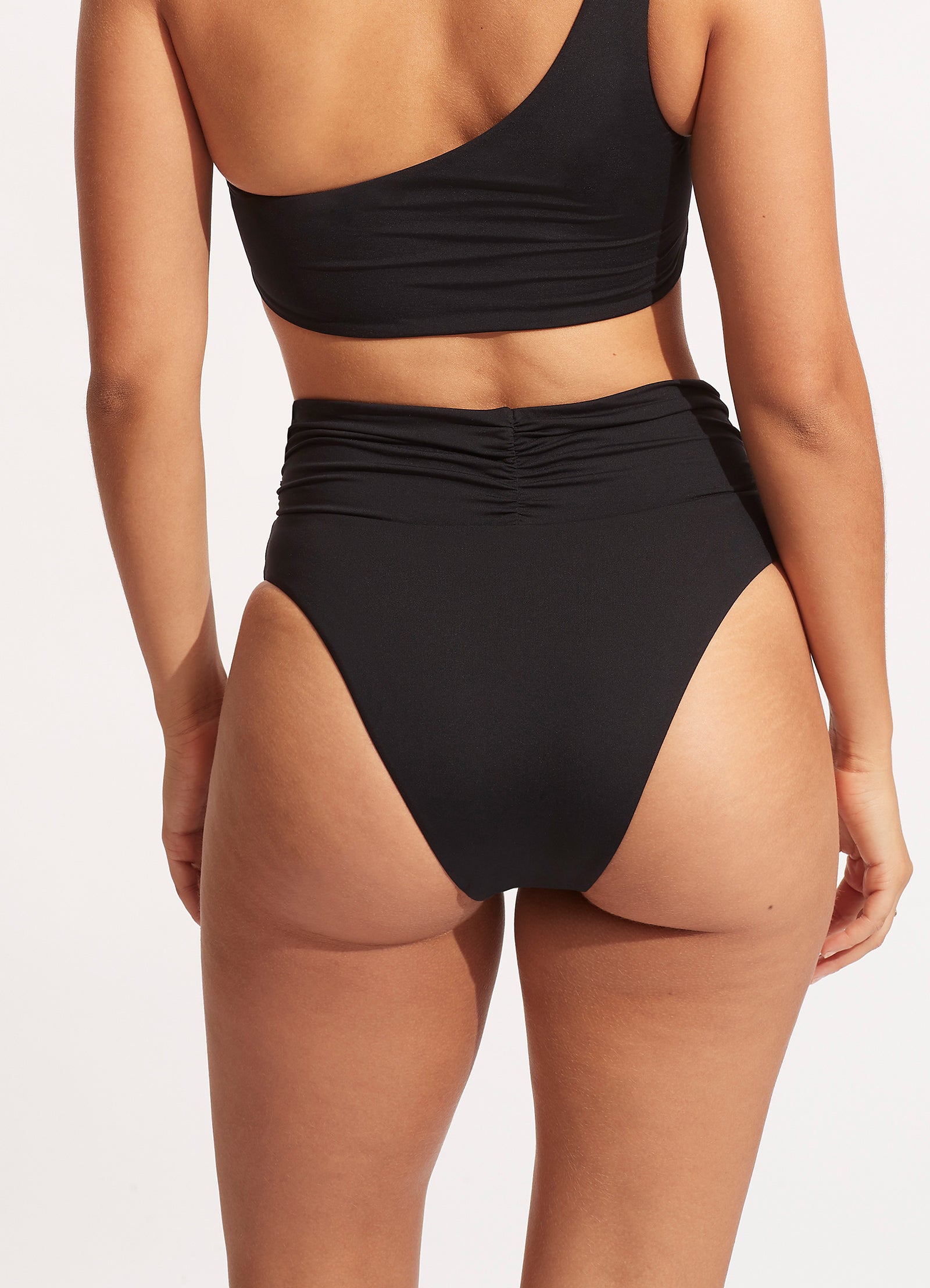 Collective High Cut Rio Bikini Bottom - Black - Black view 6
