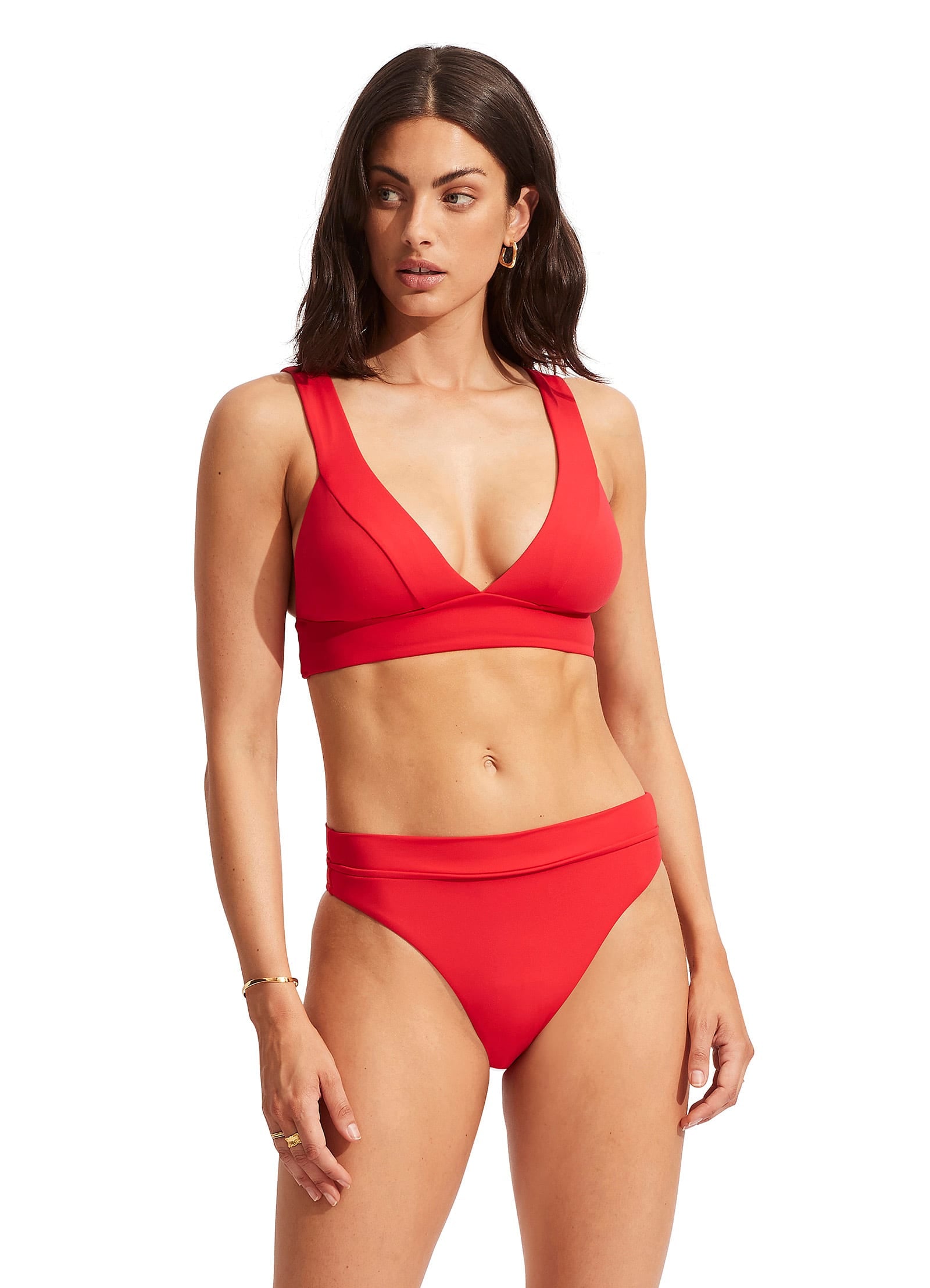 Collective High Rise Bikini Bottom - Chilli Red - Chilli Red
