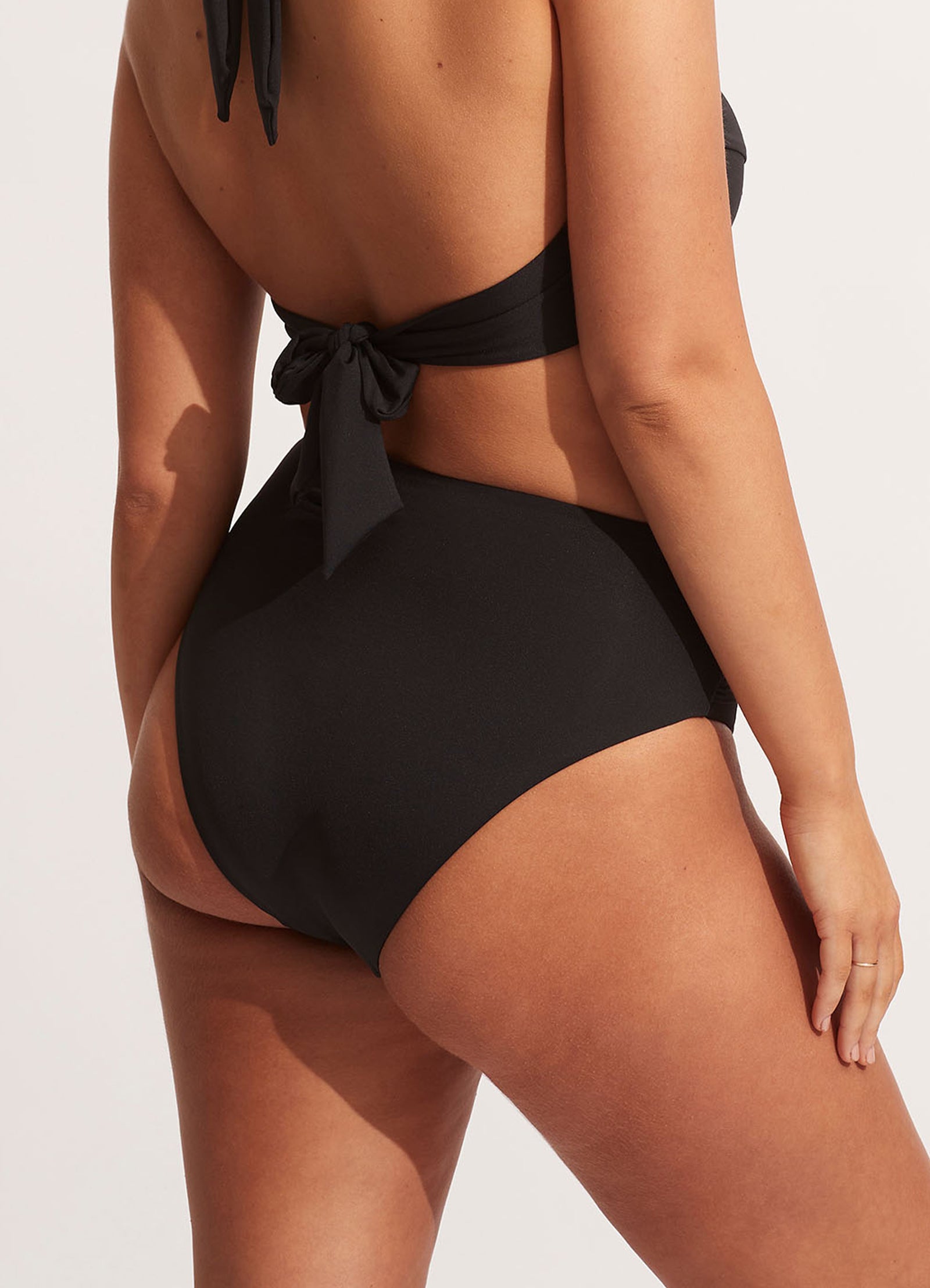 Collective High Waist Wrap Front Bikini Bottom - Black - Black view 4