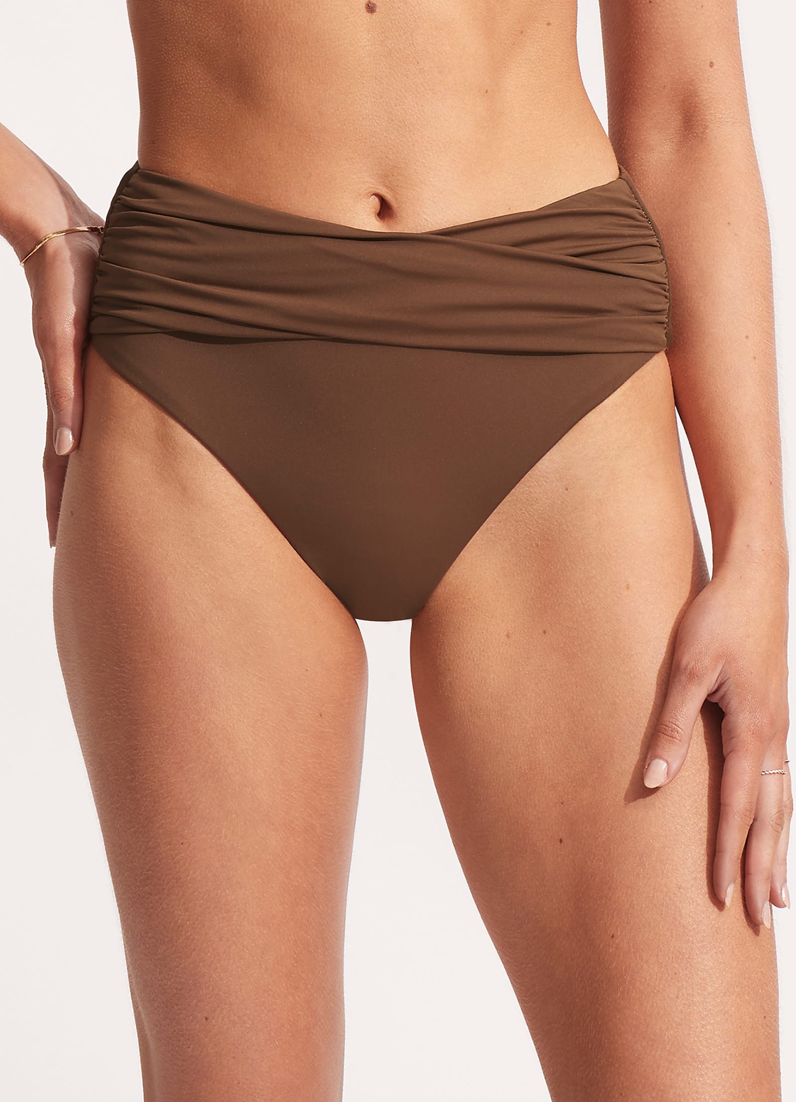 Collective High Waist Wrap Front Bikini Bottom - Tiramisu - Tiramisu view 2