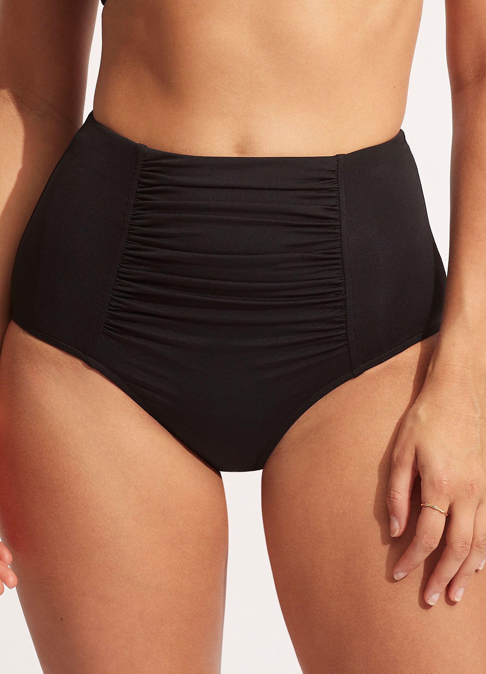 Collective High Waisted Bikini Bottom - Black - Black