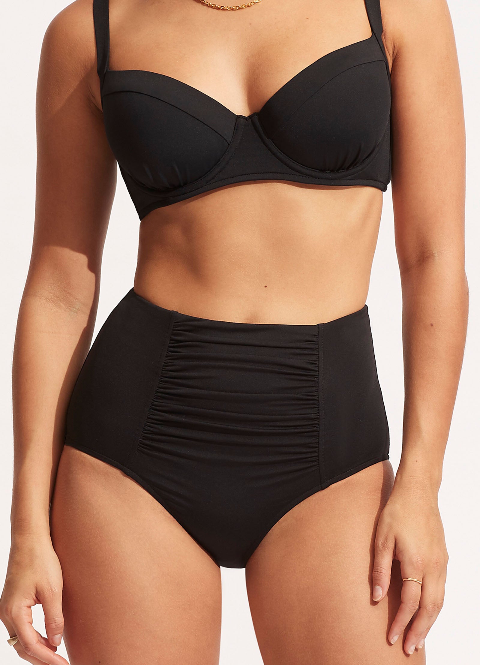 Collective High Waisted Bikini Bottom - Black - Black view 2