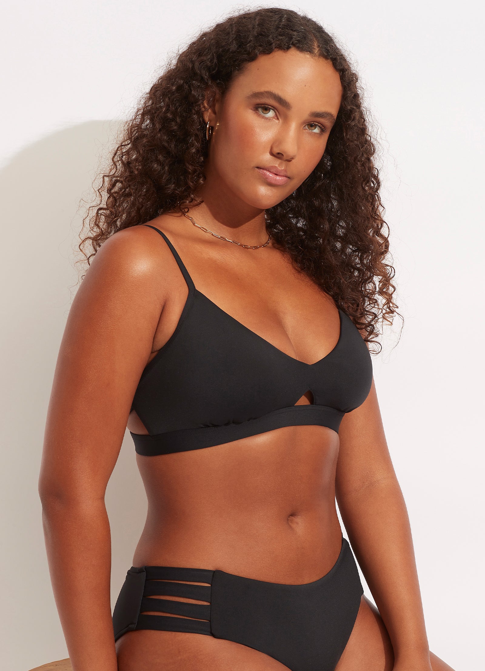 Collective Hybrid Bralette Bikini Top - Black - Black view 6