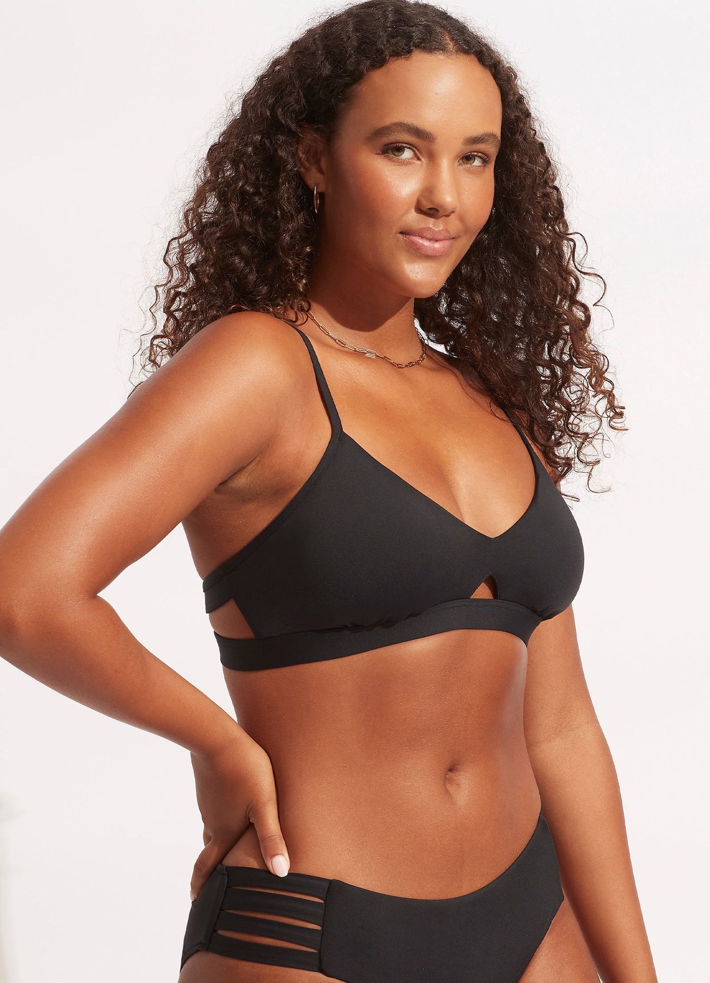 Collective Hybrid Bralette Bikini Top - Black - Black view 7