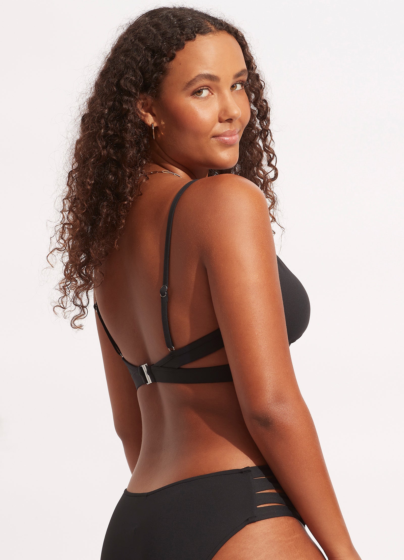 Collective Hybrid Bralette Bikini Top - Black - Black view 8