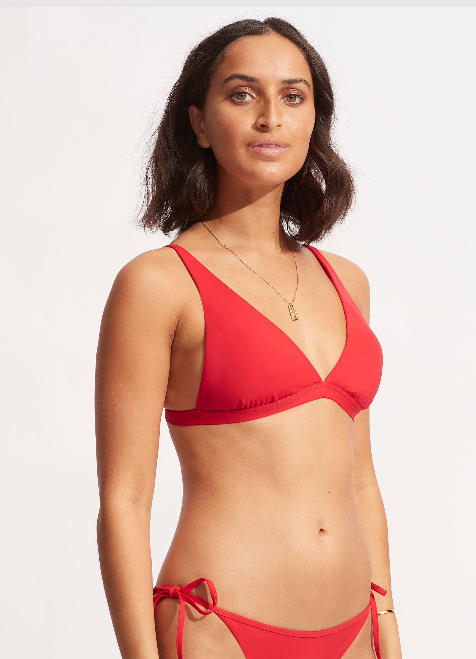 Collective Longline Triangle Bikini Top - Chilli Red - Chilli Red view 3