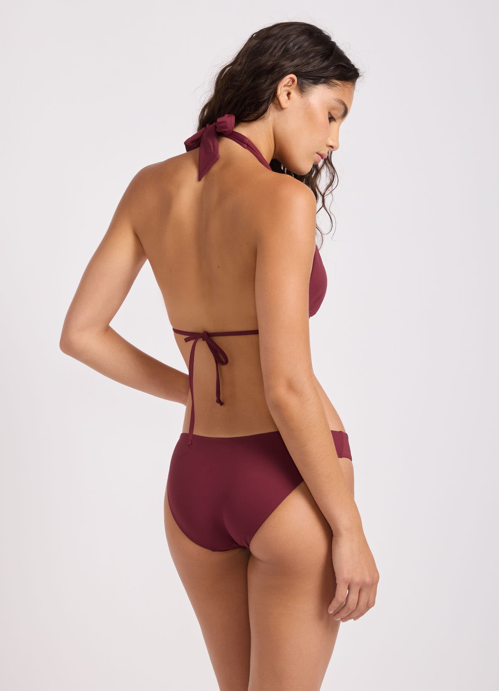 Collective Multi Fit Longline Triangle Bikini Top - Dark Burgundy view 4