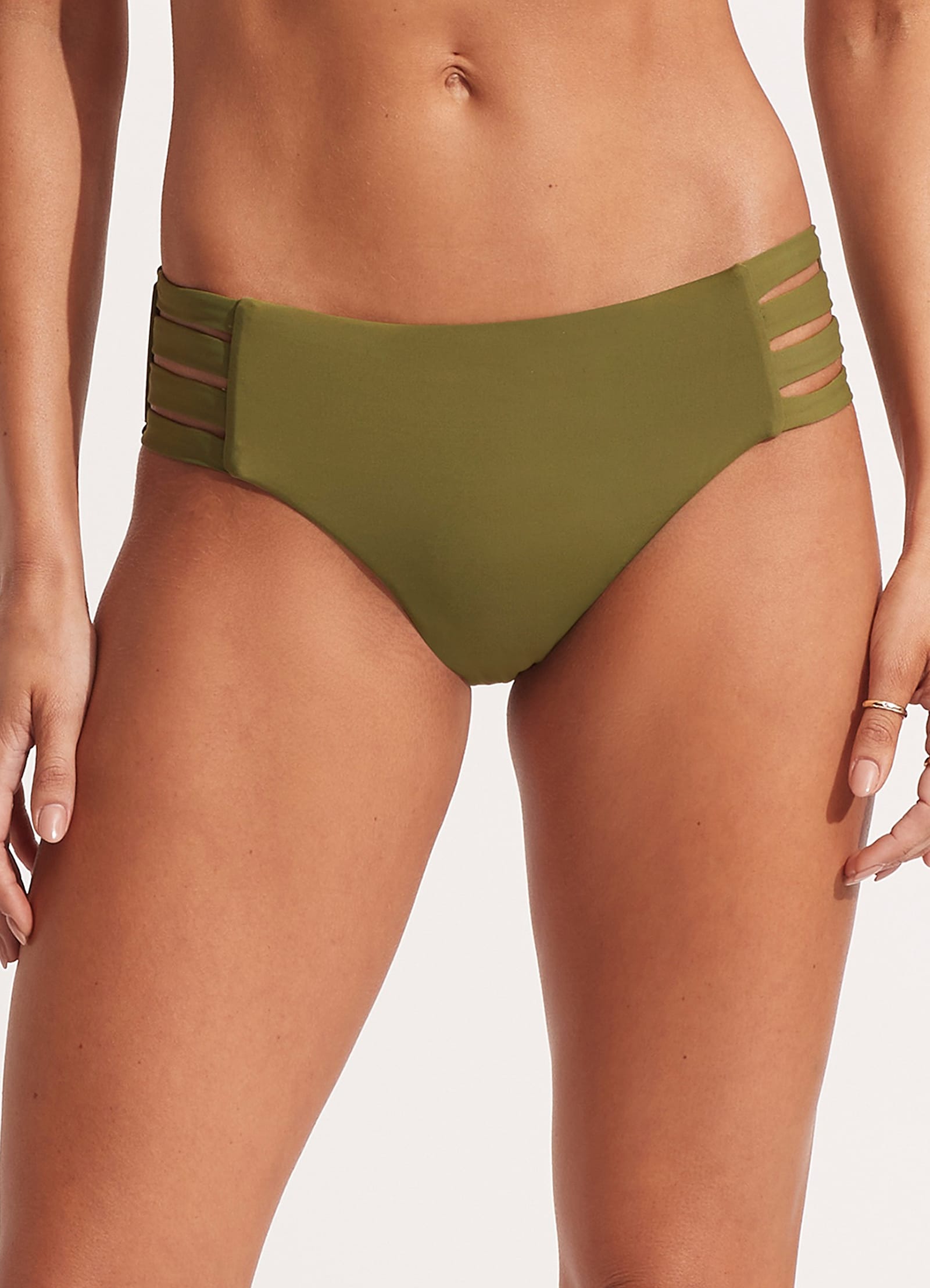 Collective Multi Strap Hipster Bikini Bottom - Avocado - Avocado view 2