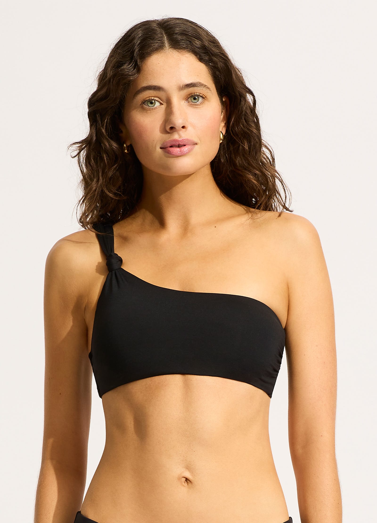 Collective One Shoulder Bikini Top - Black - Black view 2