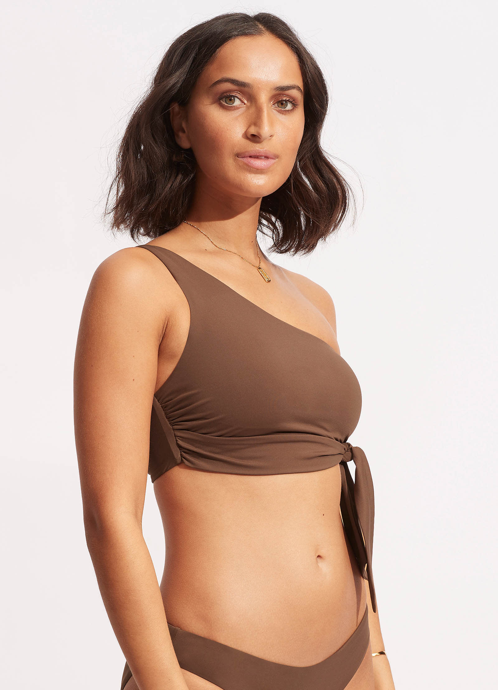 Collective One Shoulder Top - Tiramisu - Tiramisu view 3