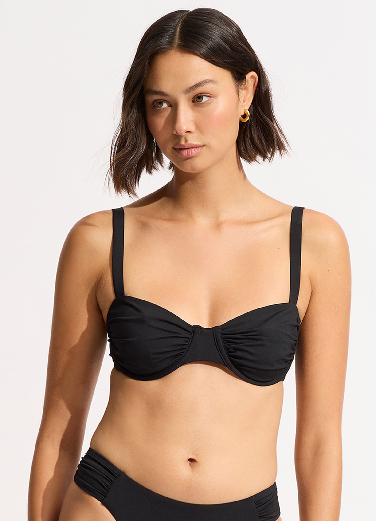 Collective Ruched Underwire Bikini Top - Black - Black view 3