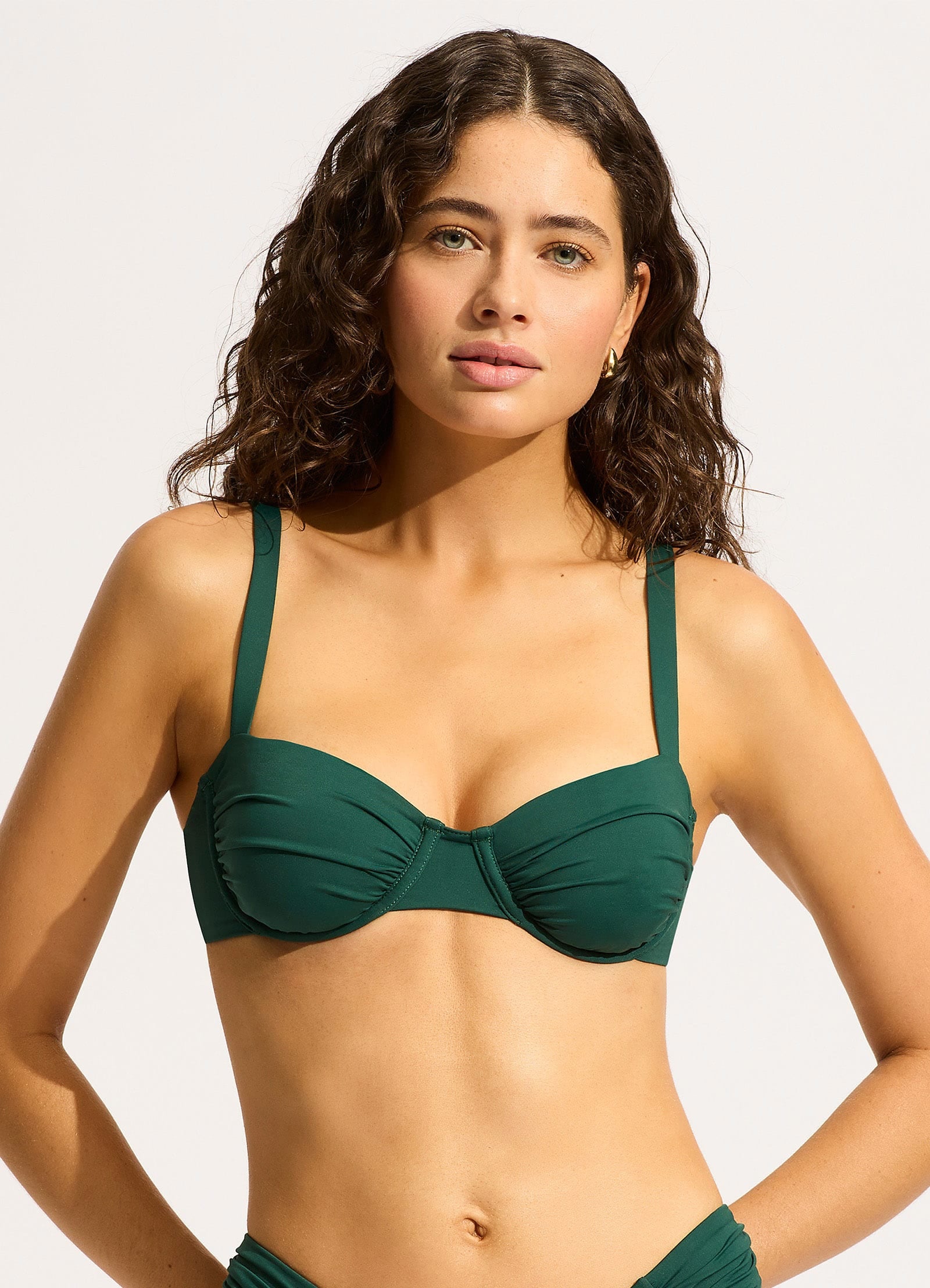 Collective Ruched Underwire Bikini Top - Evergreen - Evergreen view 2