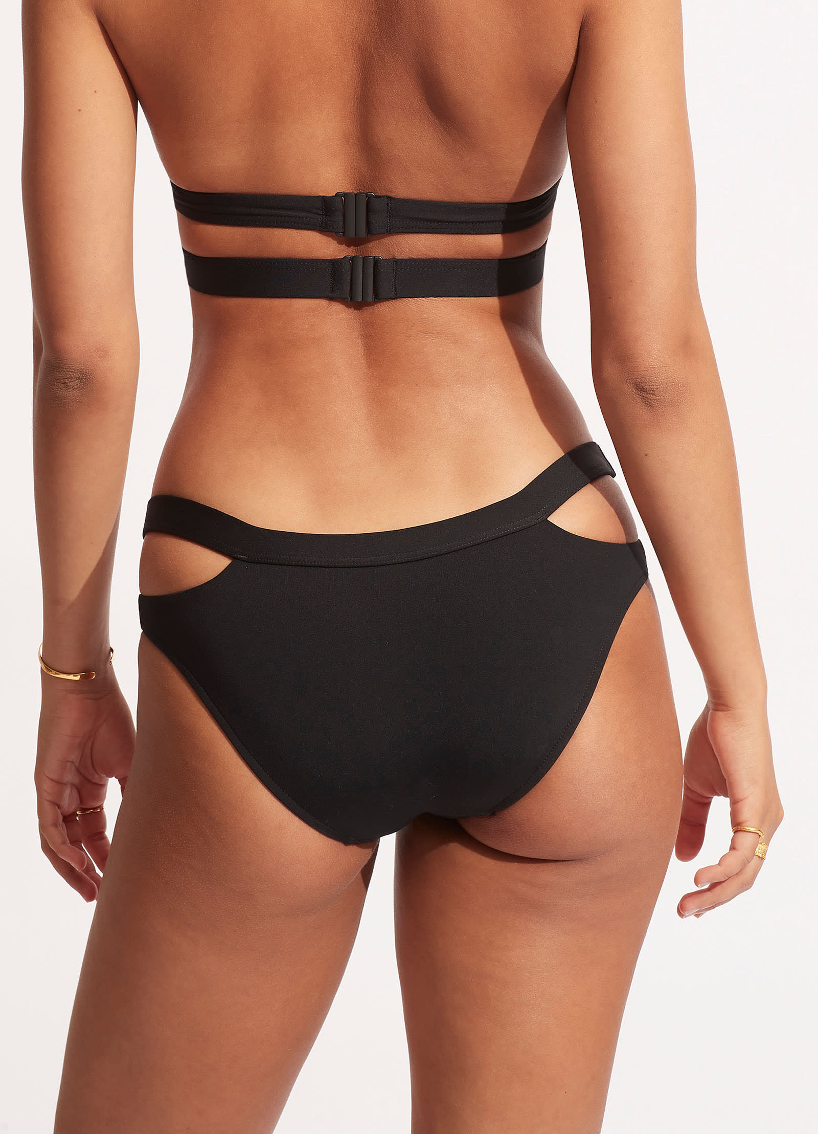 Collective Split Band Hipster Bikini Bottom - Black - Black view 3