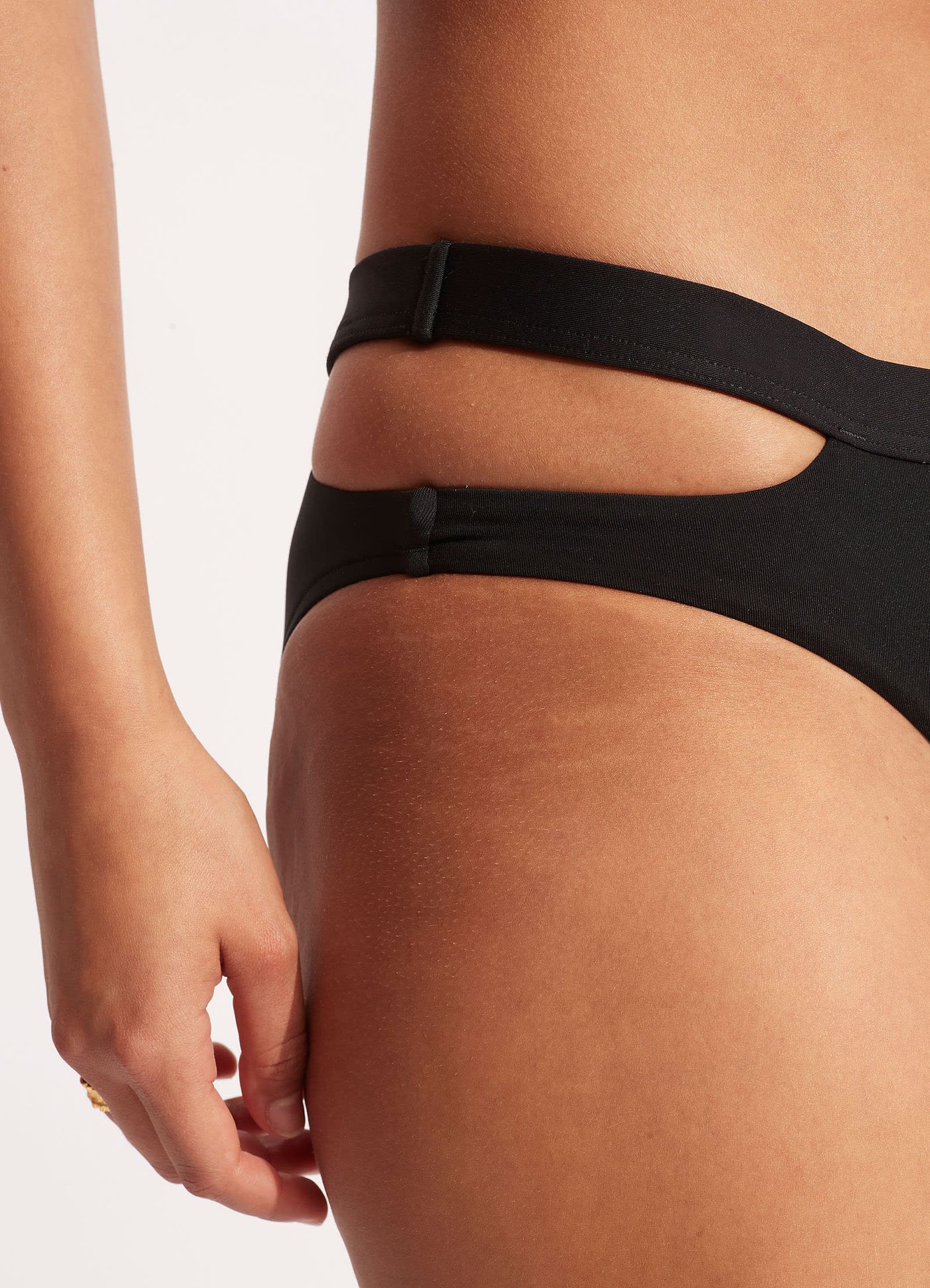 Collective Split Band Hipster Bikini Bottom - Black - Black view 4