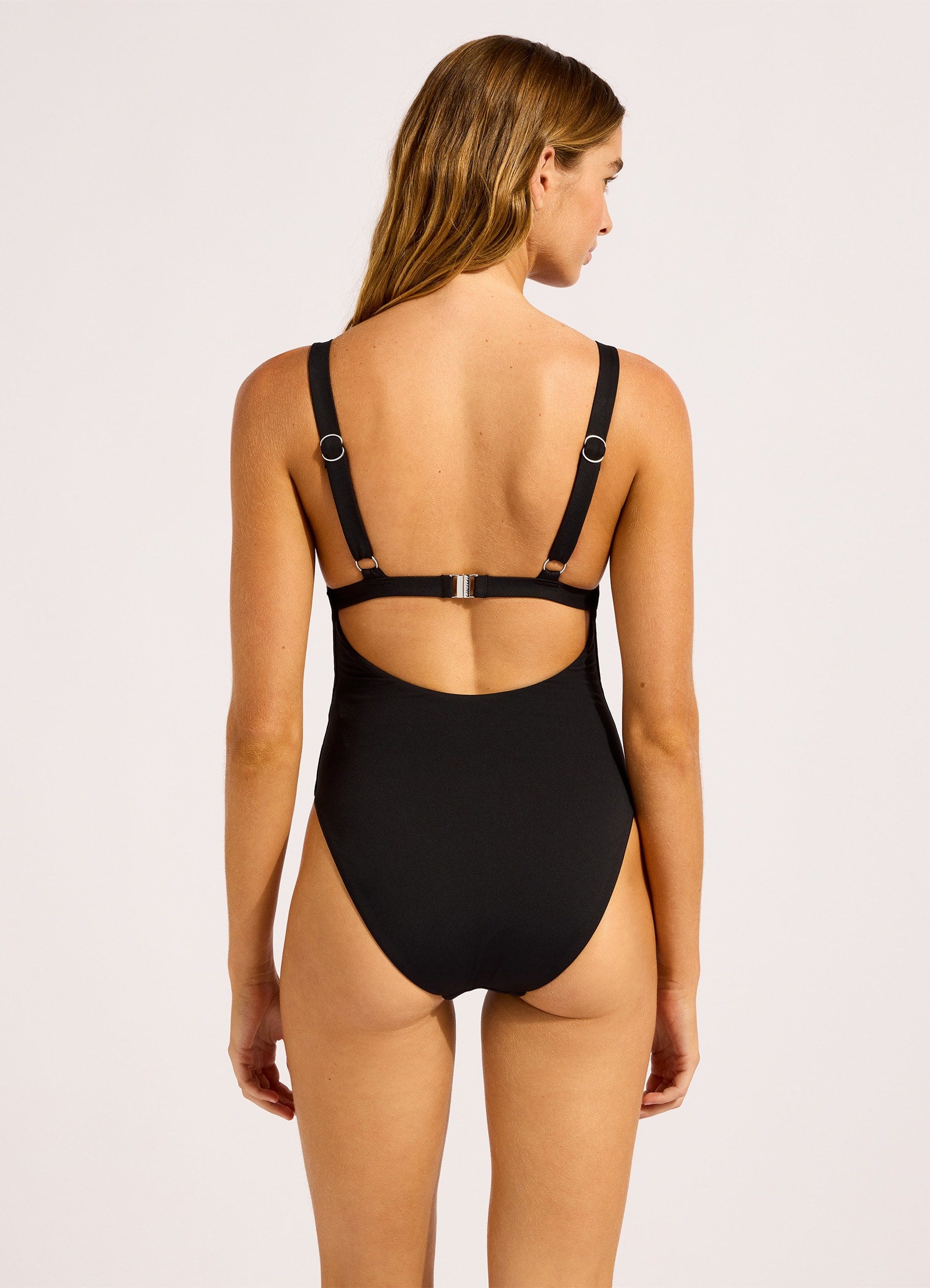 Collective Square Neck One Piece Swimsuit - Black view 3