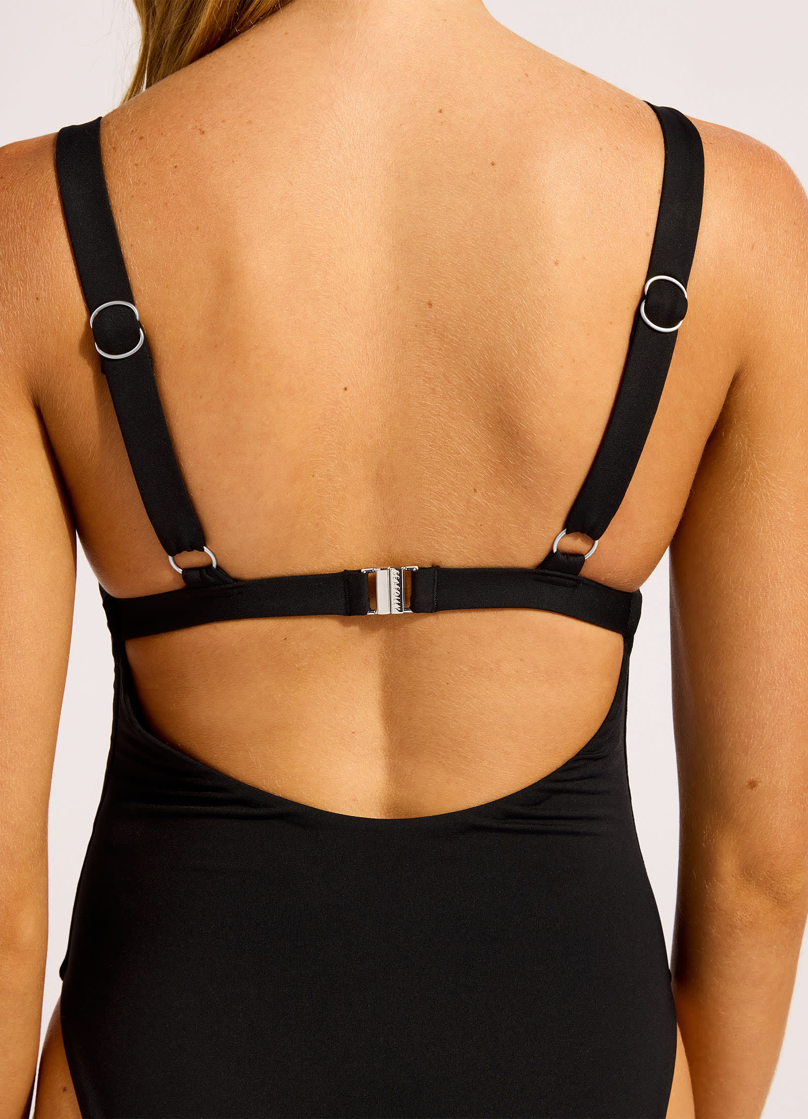 Collective Square Neck One Piece Swimsuit - Black view 4