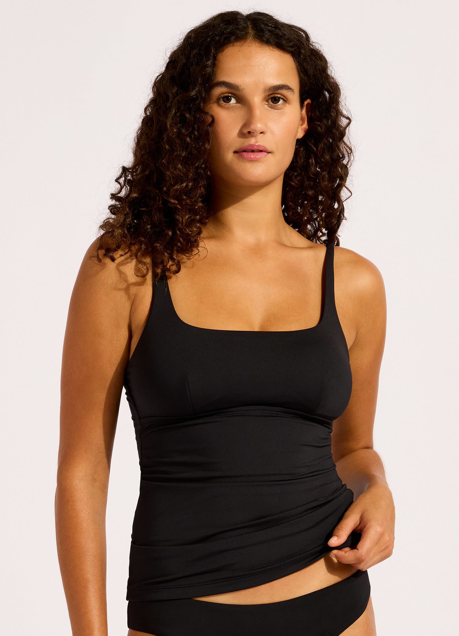Collective Square Neck Tankini Bikini Top - Black view 2