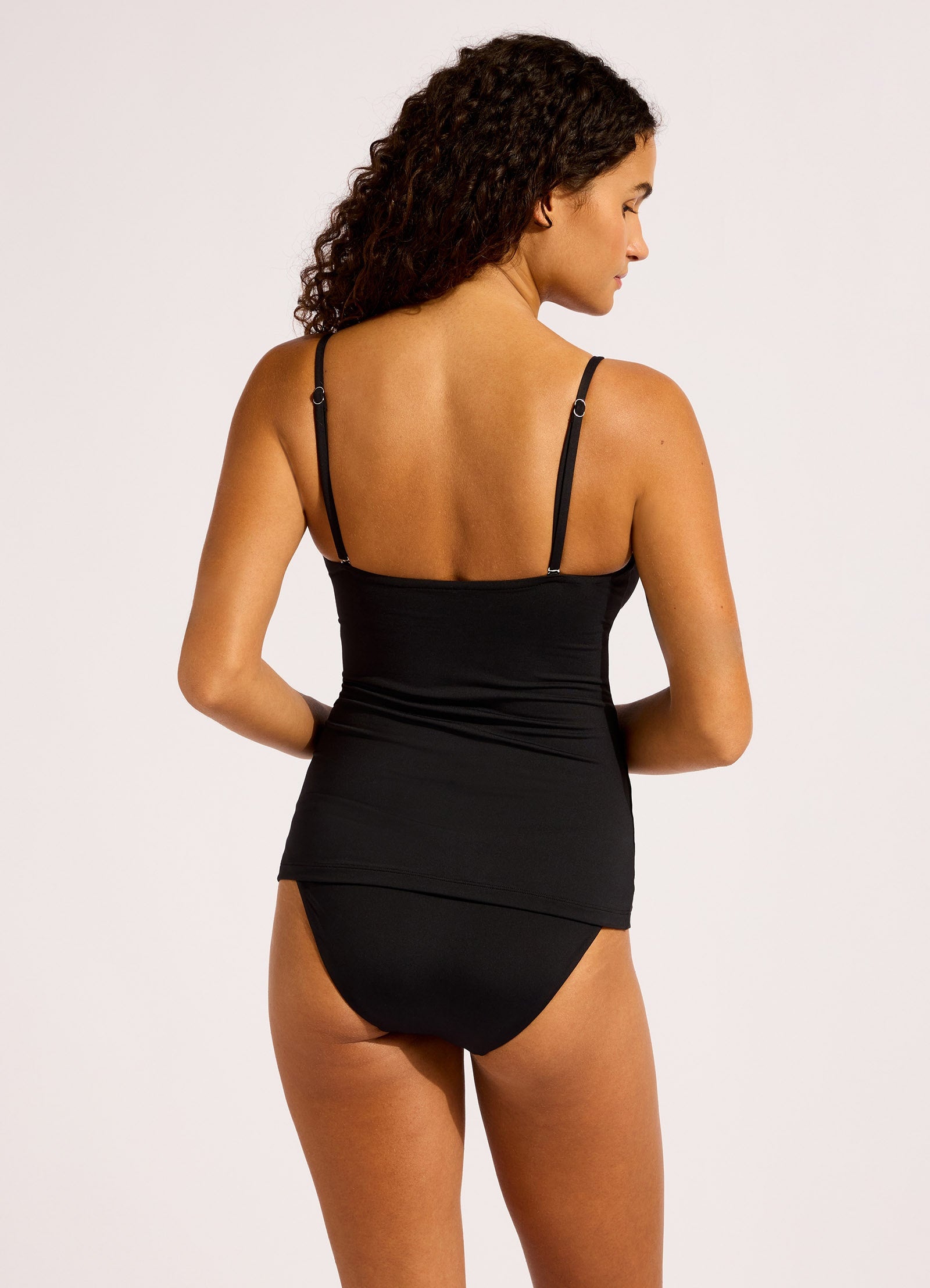 Collective Square Neck Tankini Bikini Top - Black view 4