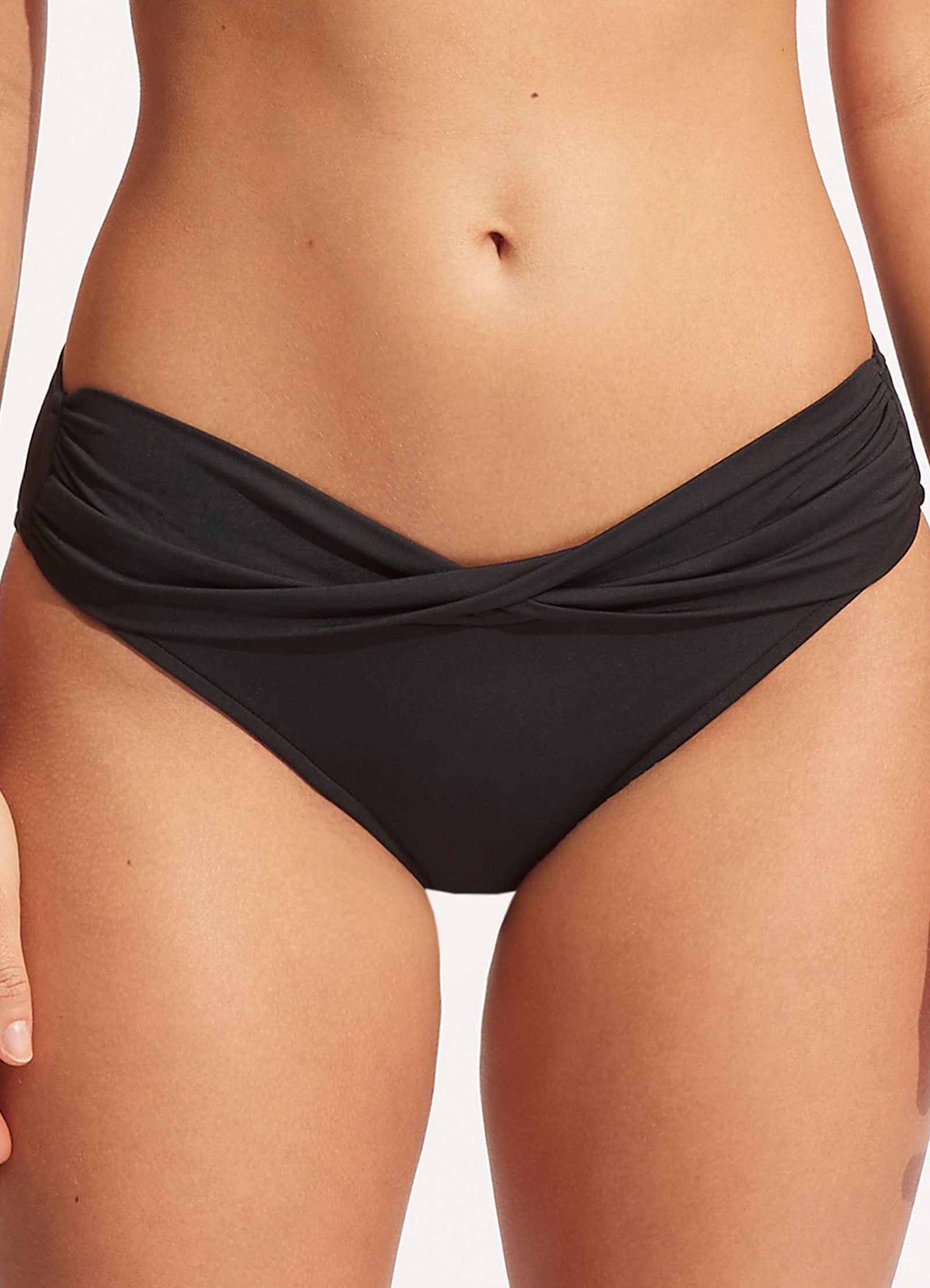 Collective Twist Band Hipster Bikini Bottom - Black - Black view 2