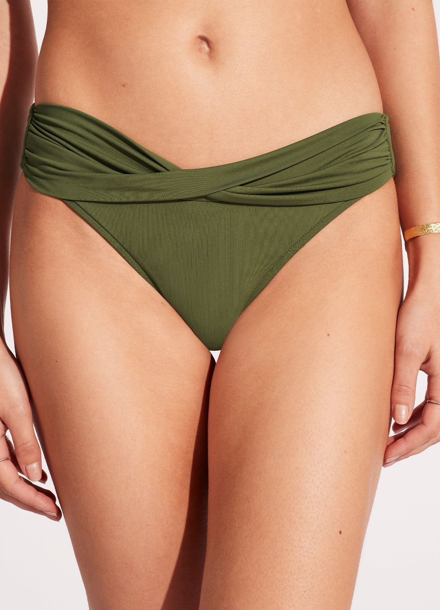 Collective Twist Band Hipster Bikini Bottom - Olive - Olive view 5