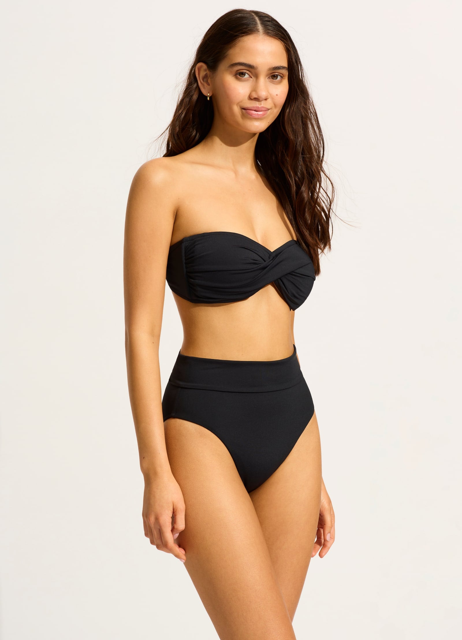 Collective Twist Bandeau Bikini Top - Black - Black view 3