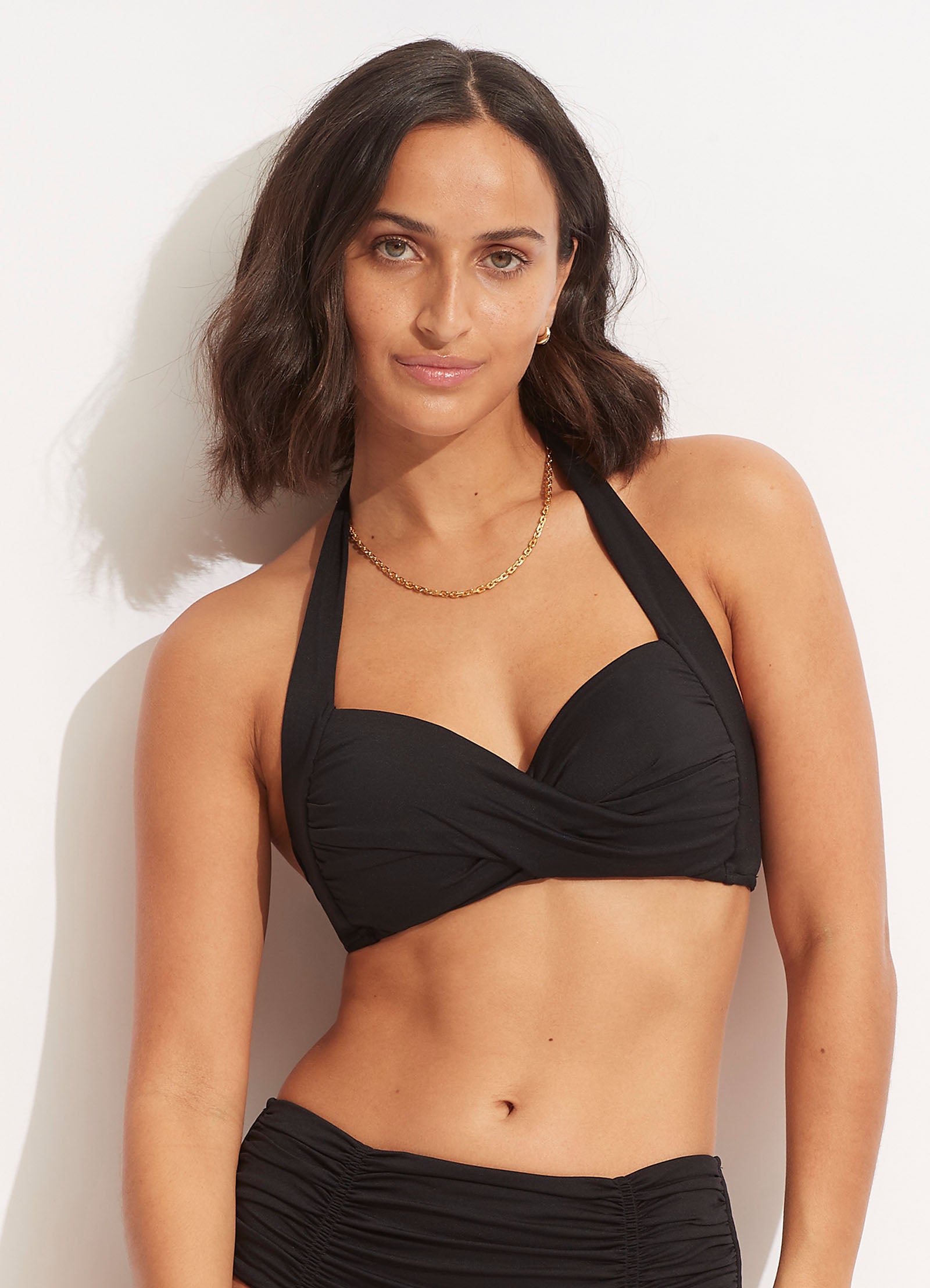 Collective Twist Halter Bikini Top - Black - Black view 2