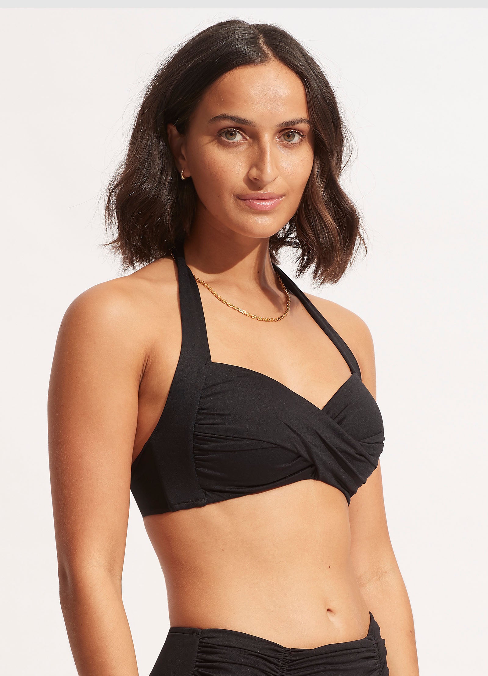Collective Twist Halter Bikini Top - Black - Black view 3