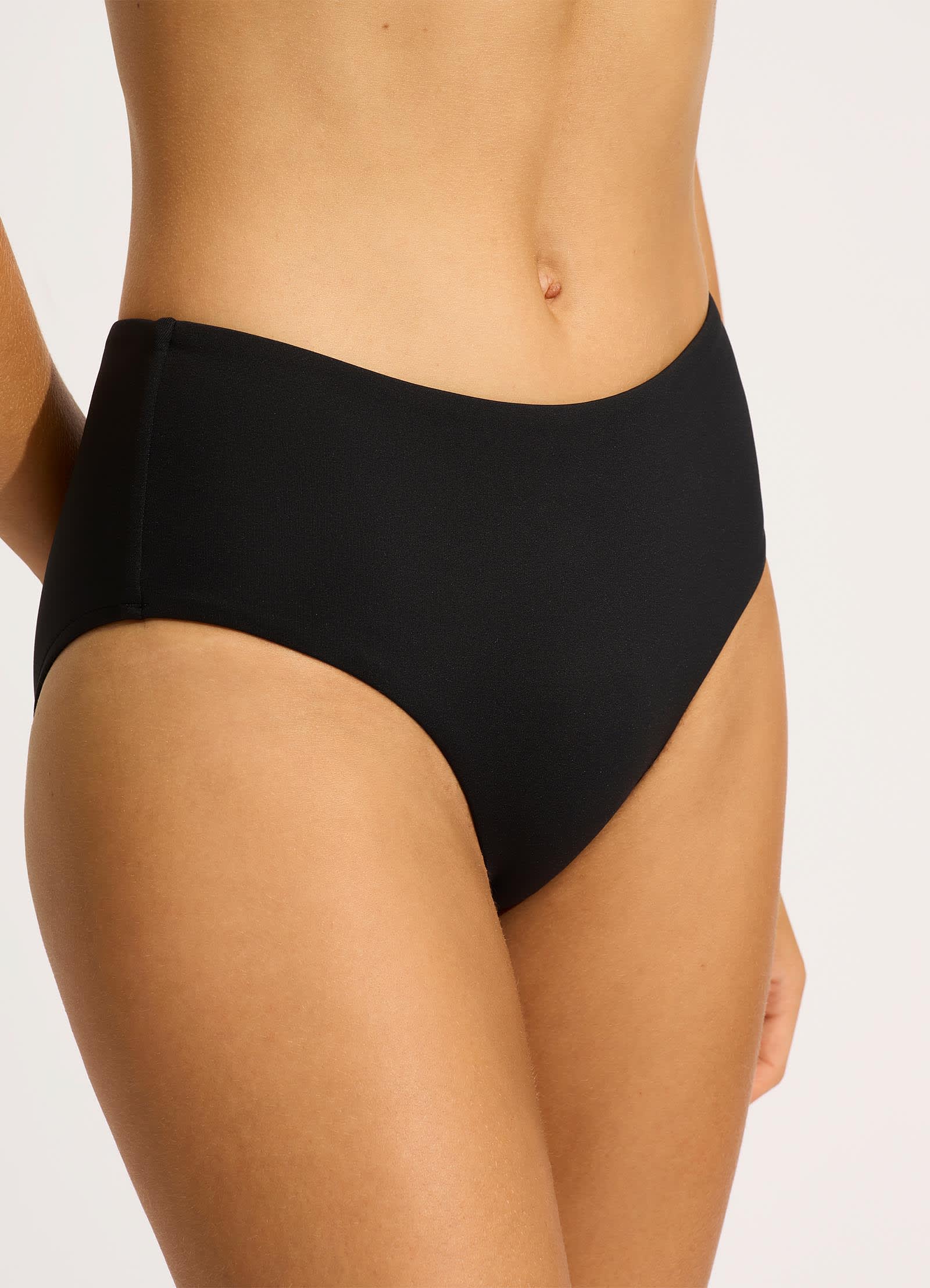 Collective Wide Side Retro Bikini Bottom - Black - Black view 5