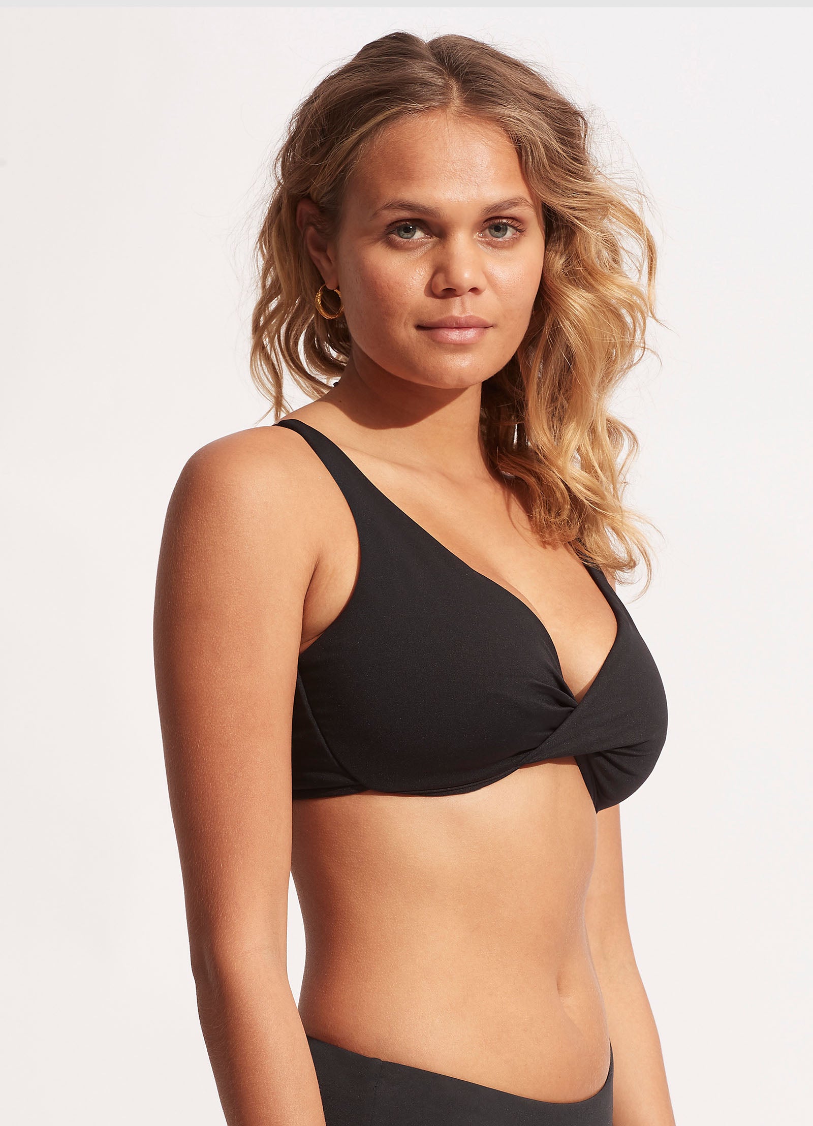 Collective Wrap Front F Cup Bikini Top - Black - Black view 3