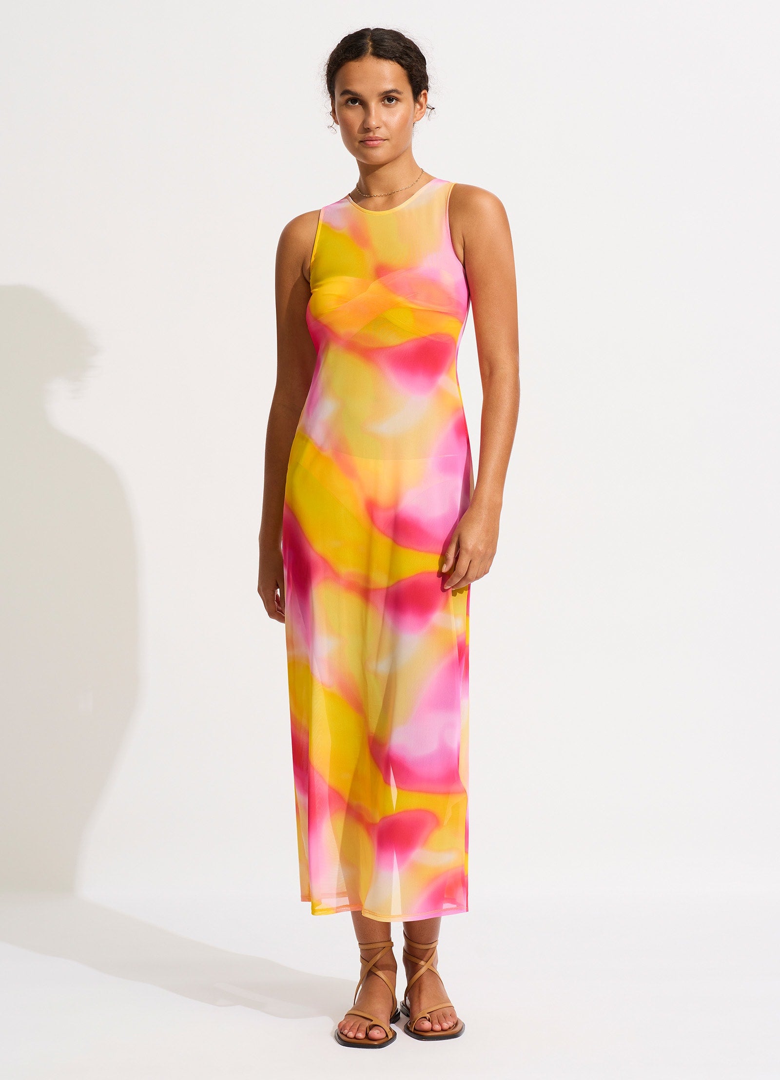 Colour Crush Mesh Midi Cover Up - Fuchsia Rose - Fuchsia Rose