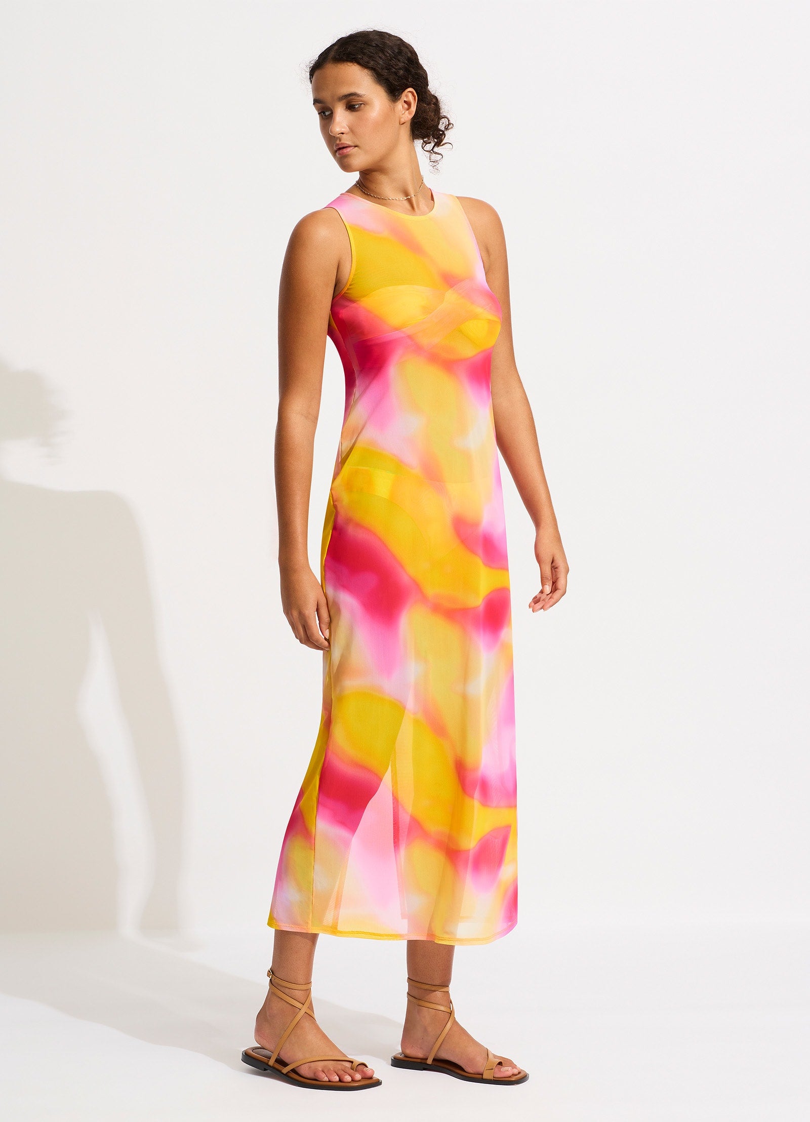 Colour Crush Mesh Midi Cover Up - Fuchsia Rose - Fuchsia Rose view 2