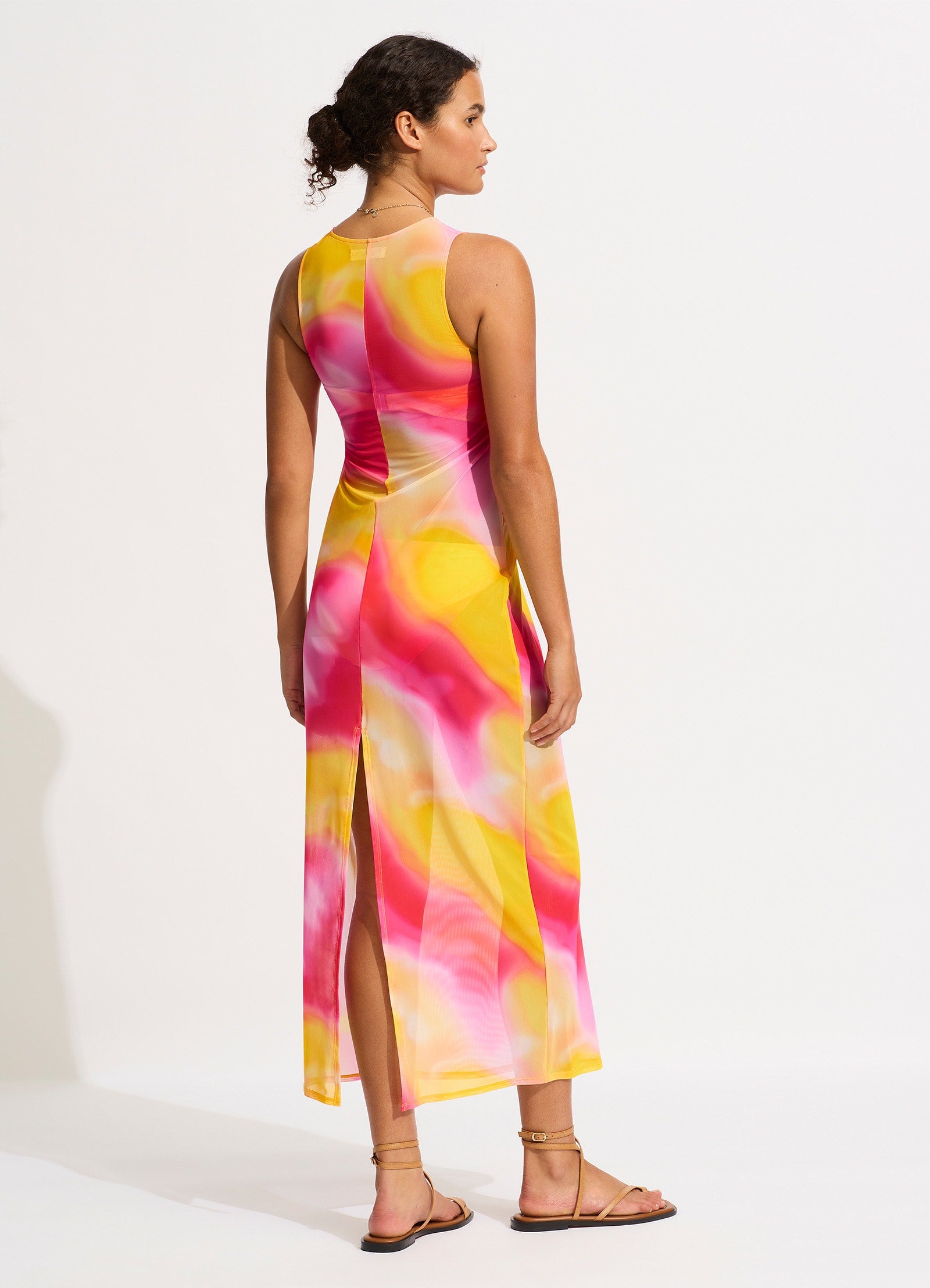 Colour Crush Mesh Midi Cover Up - Fuchsia Rose - Fuchsia Rose view 3