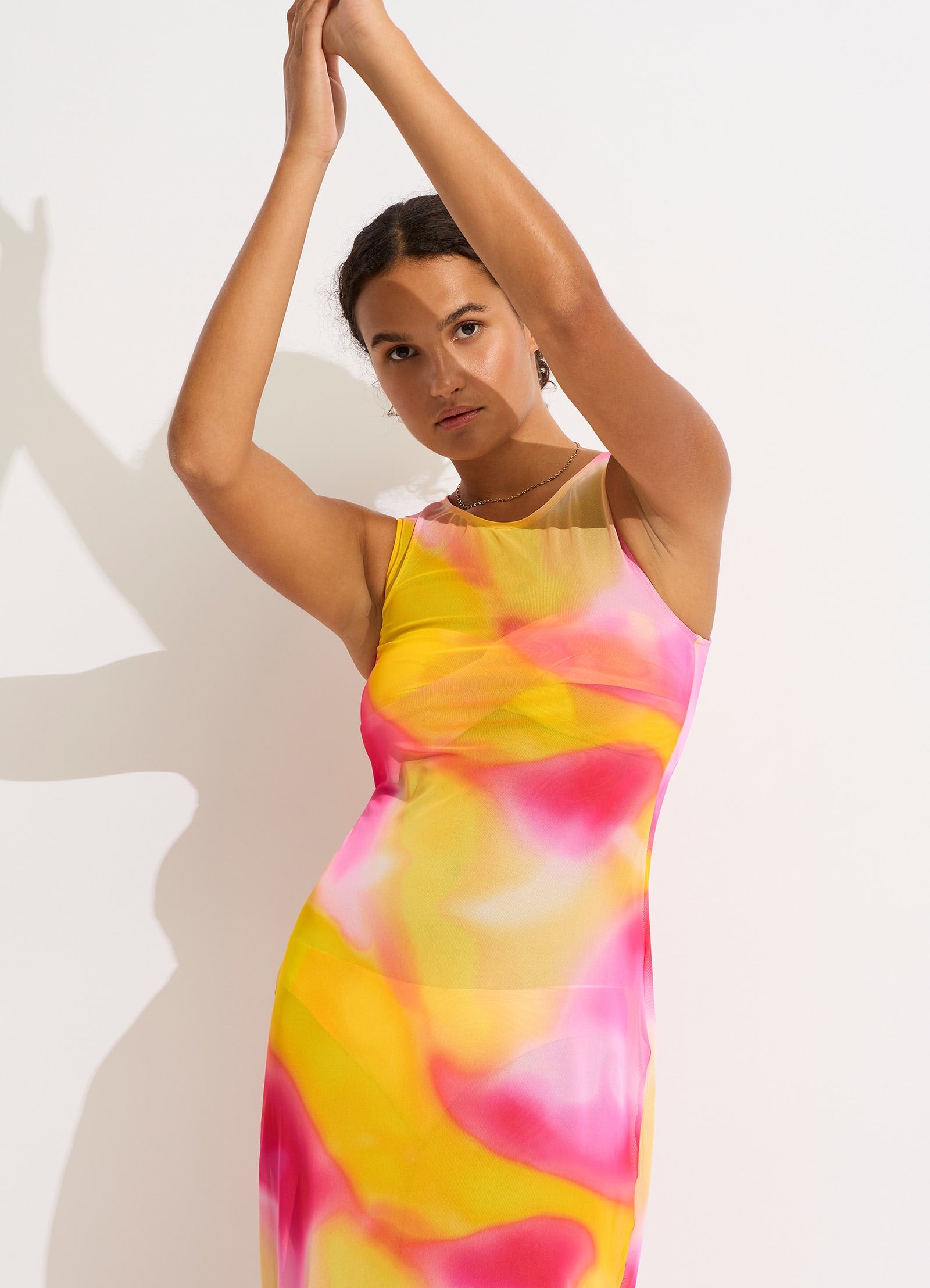 Colour Crush Mesh Midi Cover Up - Fuchsia Rose - Fuchsia Rose view 5