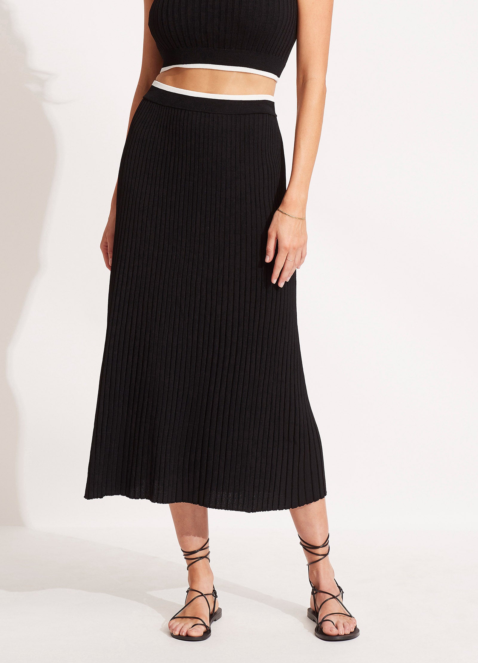 Coral Knit Skirt - Black - Black view 2