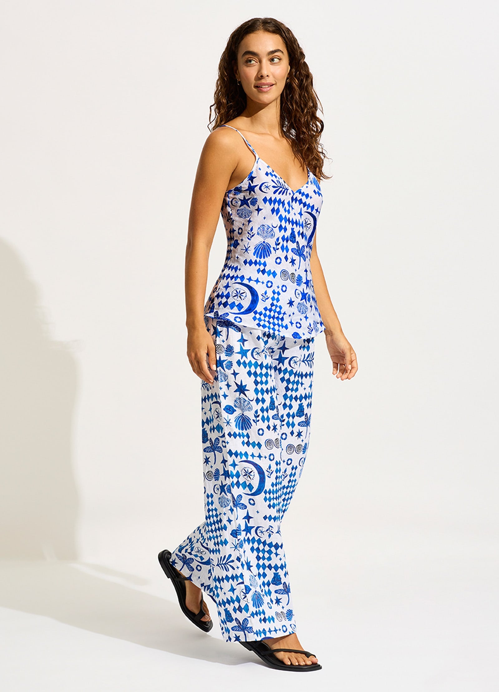 Corfu  Cami Top - Azure - Azure view 3