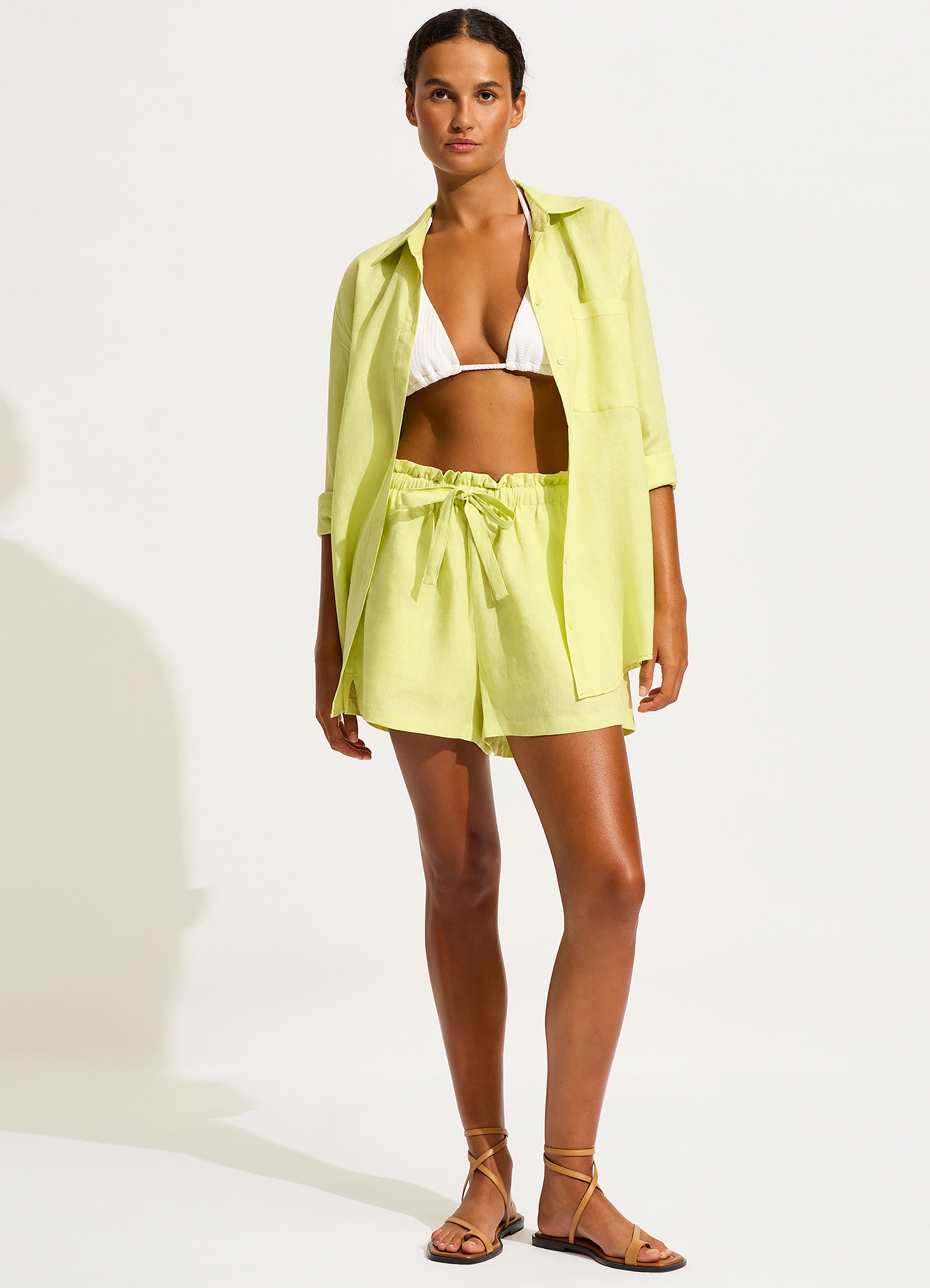 Corfu Contrast Stitch Shirt - Pistachio - Pistachio