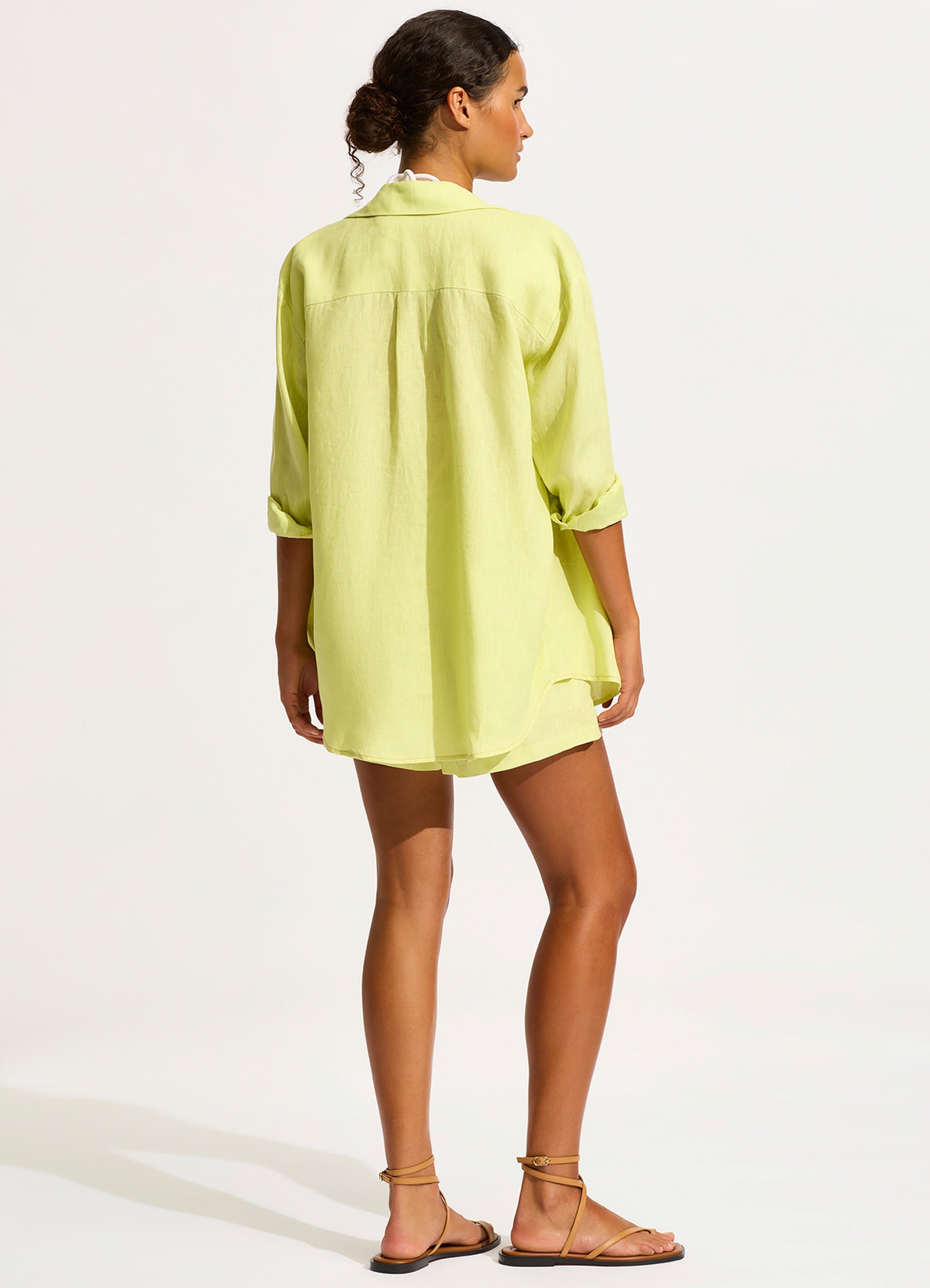 Corfu Contrast Stitch Shirt - Pistachio - Pistachio view 4